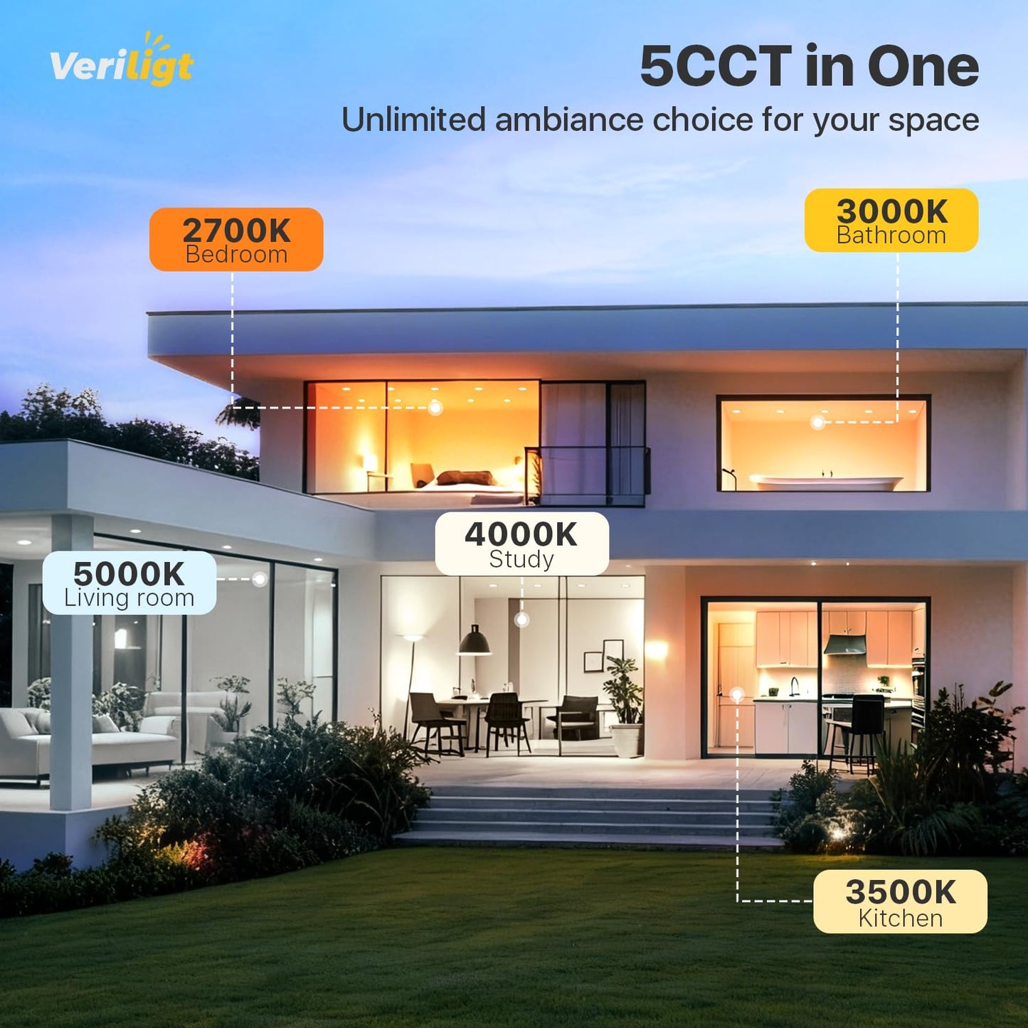 Veriligt 12 Pack 4 Inch 5CCT LED Recessed Light, Silm Canless Recessed Lighting, Dimmable, Damp Rated, 2700K-5000K Selectable, Wafer Ceiling Downlight with Junction Box, 750LM, 9W 120V, ETL&FCC