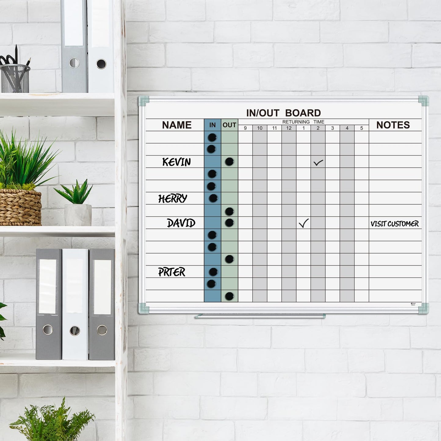 Lockways in and Out Magnetic Dry Erase Board, Employee in/Out Planner Board 24" x 18", Colorfull Wall-Mounted Aluminum Framed Notice Board