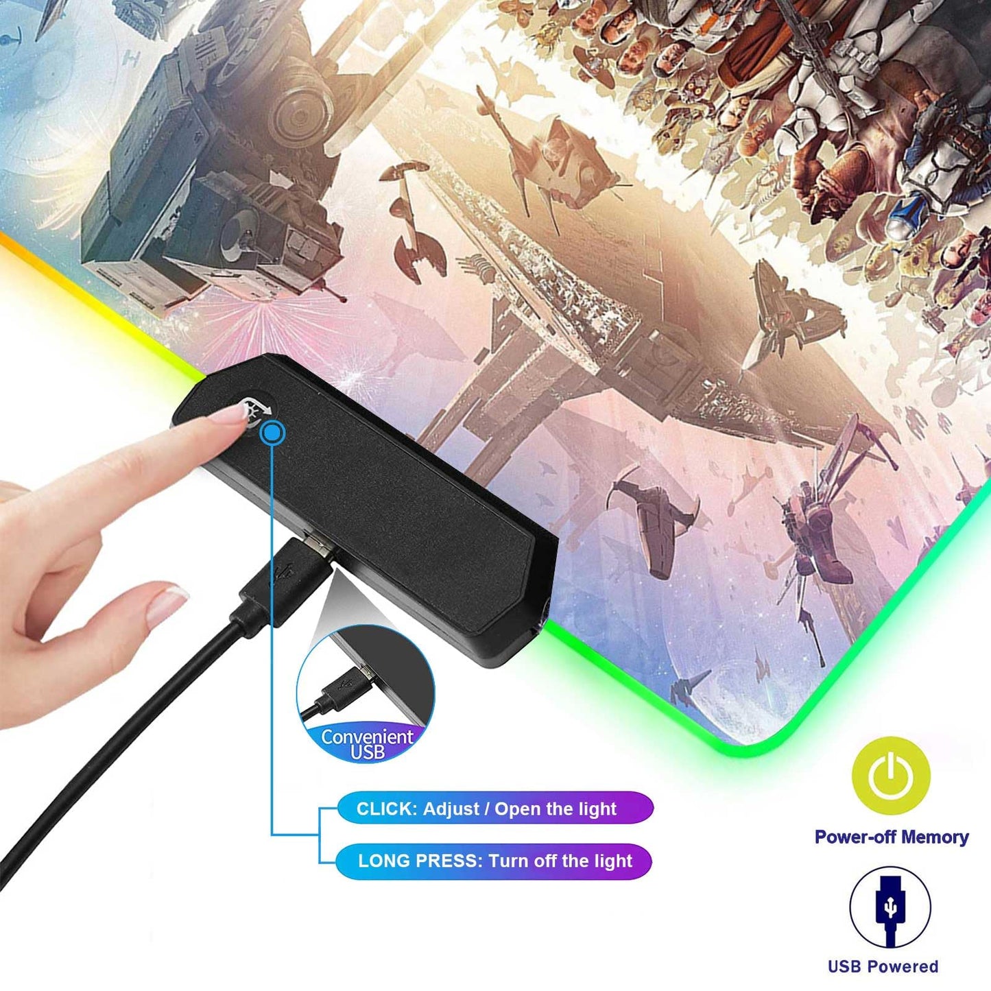 XXL Large Gaming RGB Mouse Pad The Chosen One Custom Desk Pad,Mousepad with Anti-Slip Rubber Base,Stitched Frame Mouse Mat,Portable Desk Mat for Computer Keyboard Mice Laptop & PC,31.5X15.7 Inch