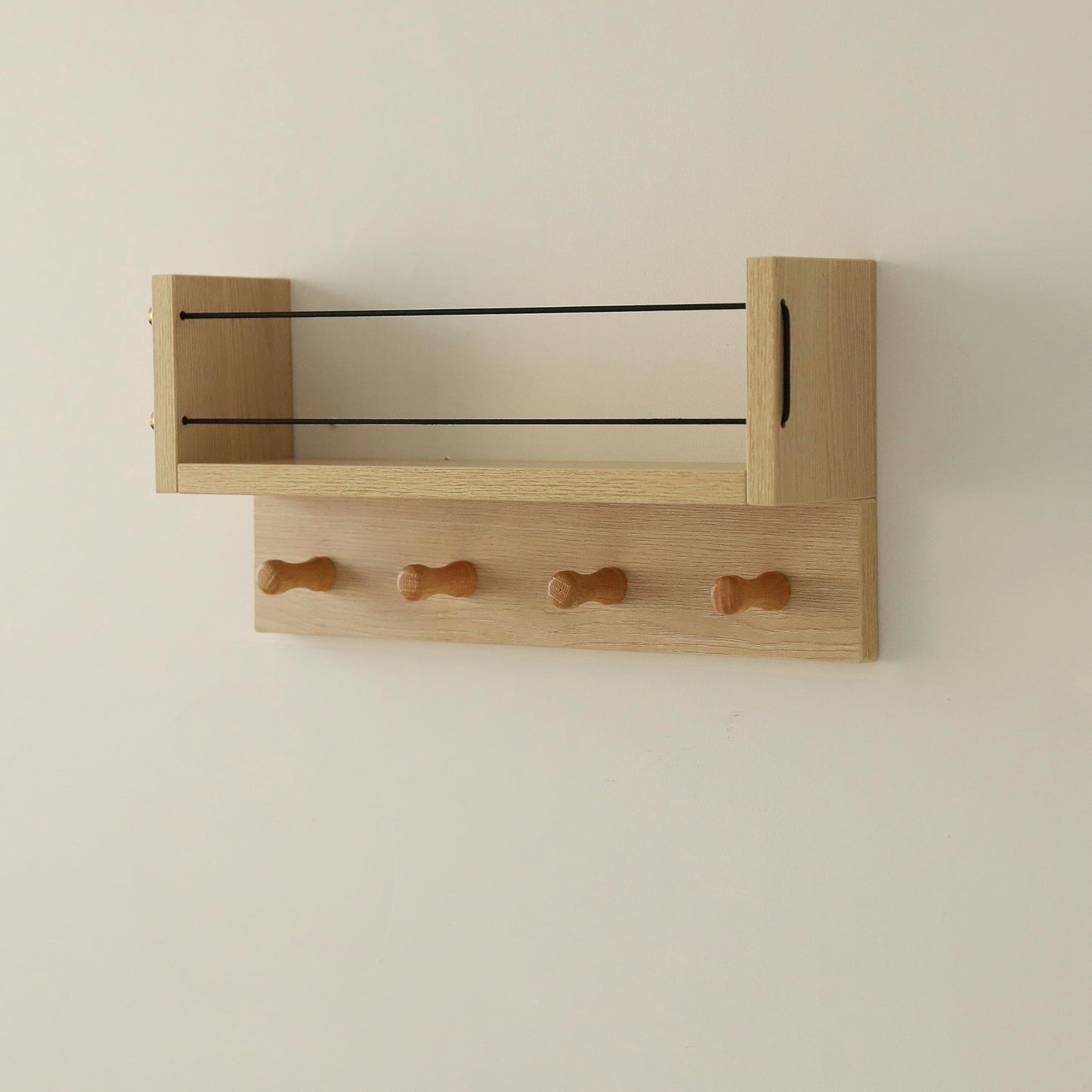 XAOMLP Entrance Coat Rack ，Coat Hooks, Wall-Mounted Wooden Hook Rack, Wall-Mounted Shelves are Very Suitable (Oak Color Finish-B-1)