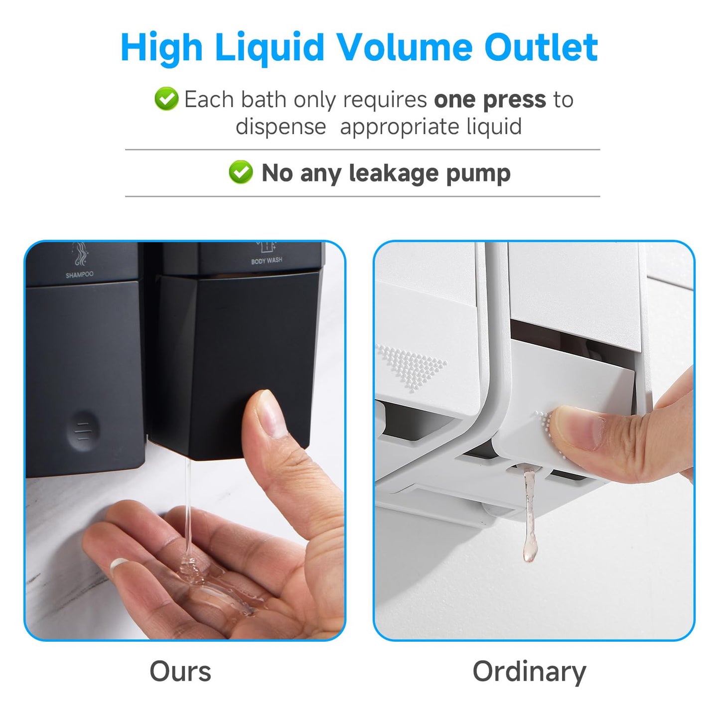 Shampoo and Conditioner Dispenser,GlintGath Shower Dispenser 3 Chamber No Drill Shampoo Dispenser for Shower Wall Mounted Shower Soap Dispenser for Bathroom Hotel,Large Capacity 3 * 500ML, Black