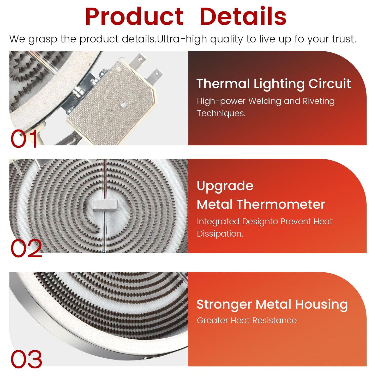 Puxyblue 𝟮𝟬𝟮𝟲 𝙐𝙥𝙜𝙧𝙖𝙙𝙚𝙙 WB30X24111 9-In Dual Range Radiant Surface Element Compatible with GE Range Radiant Element 9 Glass Cooktop Radiant Element(3100W 240V) 4465256 AP5989975 PS11729126