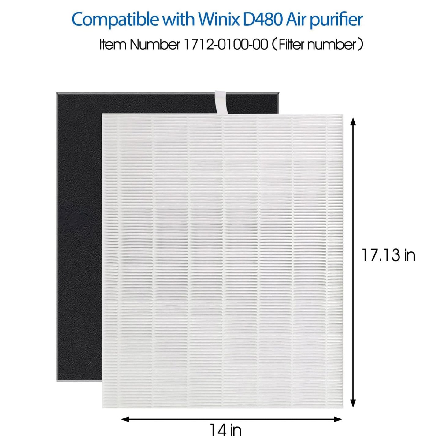 D480 Replacement Filter D4, Compatible with Winix D480 Air Purifier, Includes 2 pcs H13 Grade True HEPA and 8 pcs Activated Carbon Filters, D4 Filter Part Number 1712-0100-00