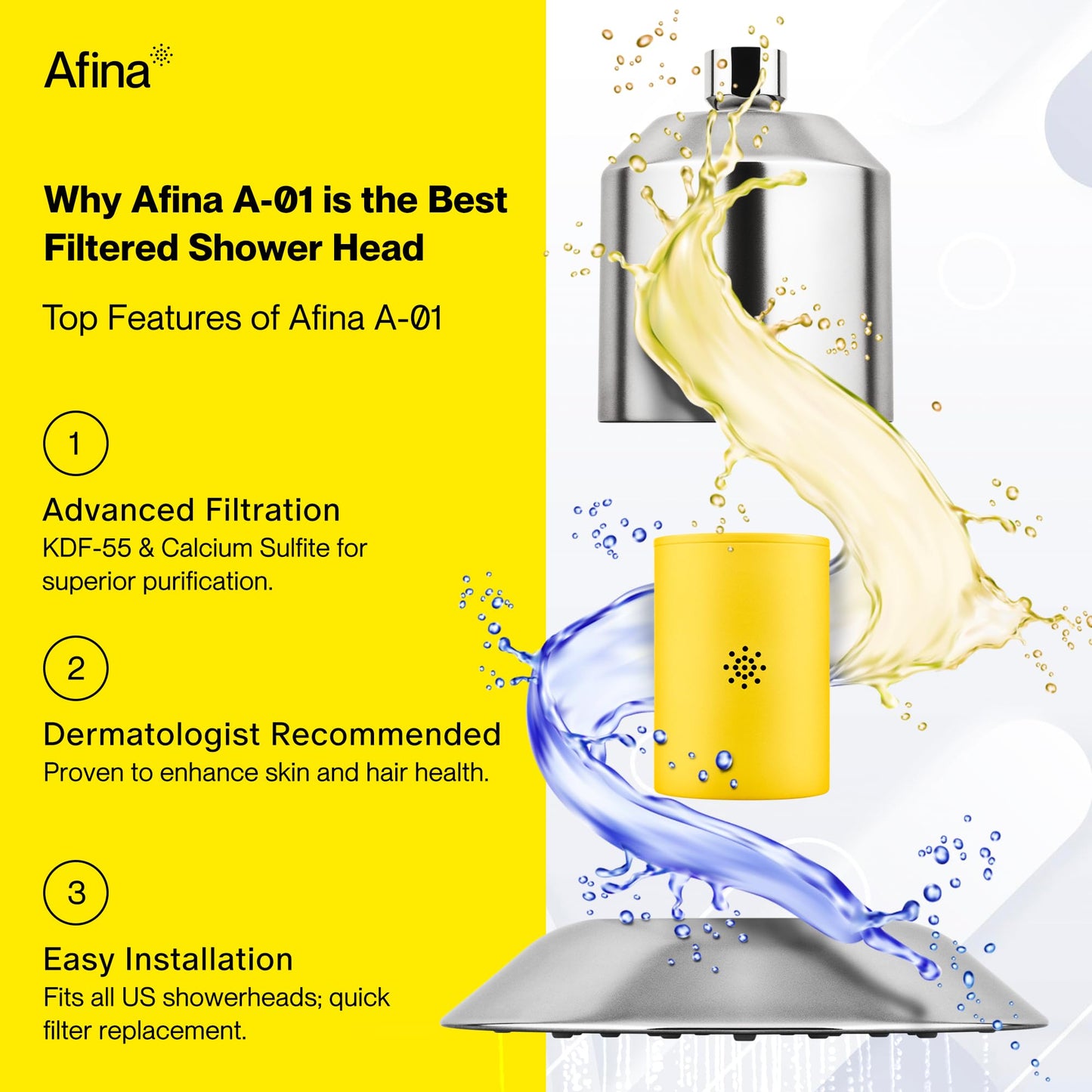 Afina Replacement Filter for Afina Filtered Showerhead & Shower Filter - High Pressure Shower - Reduces Dry Itchy Skin, Dandruff, Eczema, and Dramatically Improves The Condition of Your Skin and Hair
