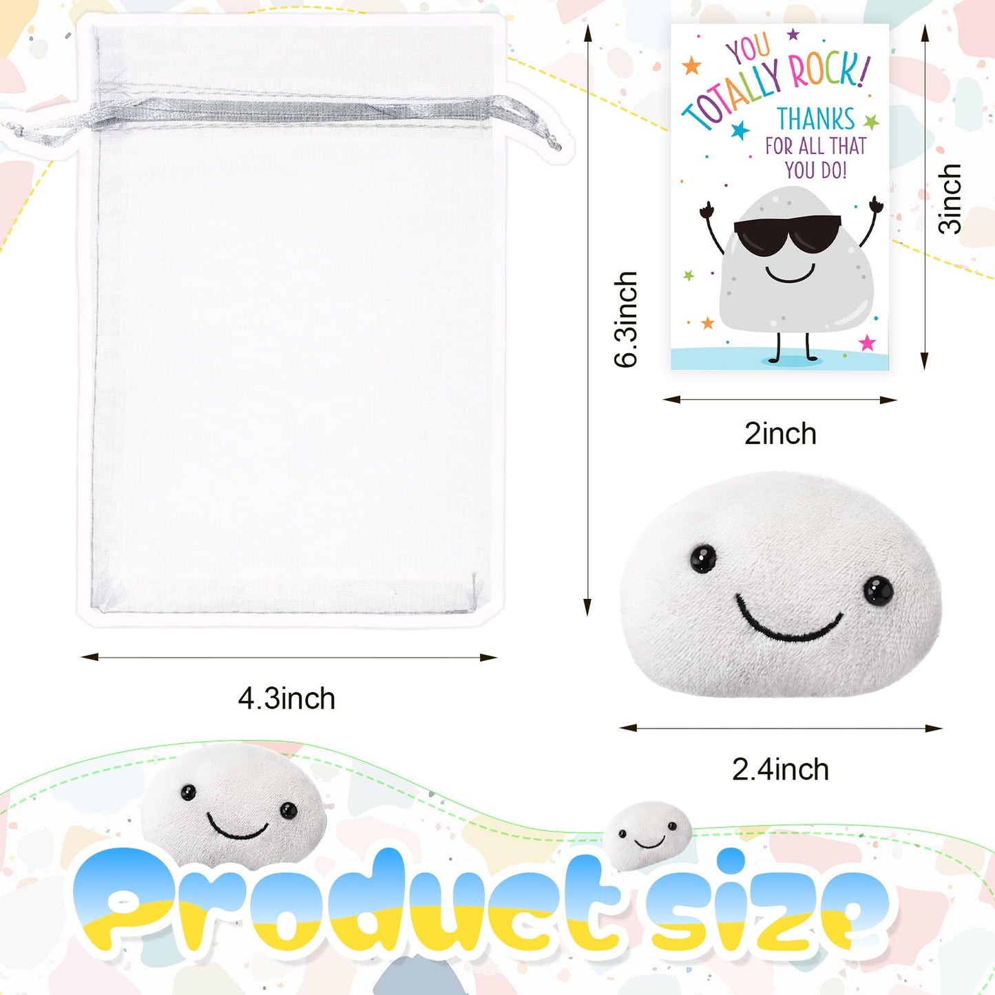 Weysat 36 Sets Employee Appreciation Gifts Bulk Pocket Hugs You Rock Gifts Soft Mini Smile with Inspirational Cards Positive Thank You Gift for Employee Office Coworker Students Teachers (Stone)