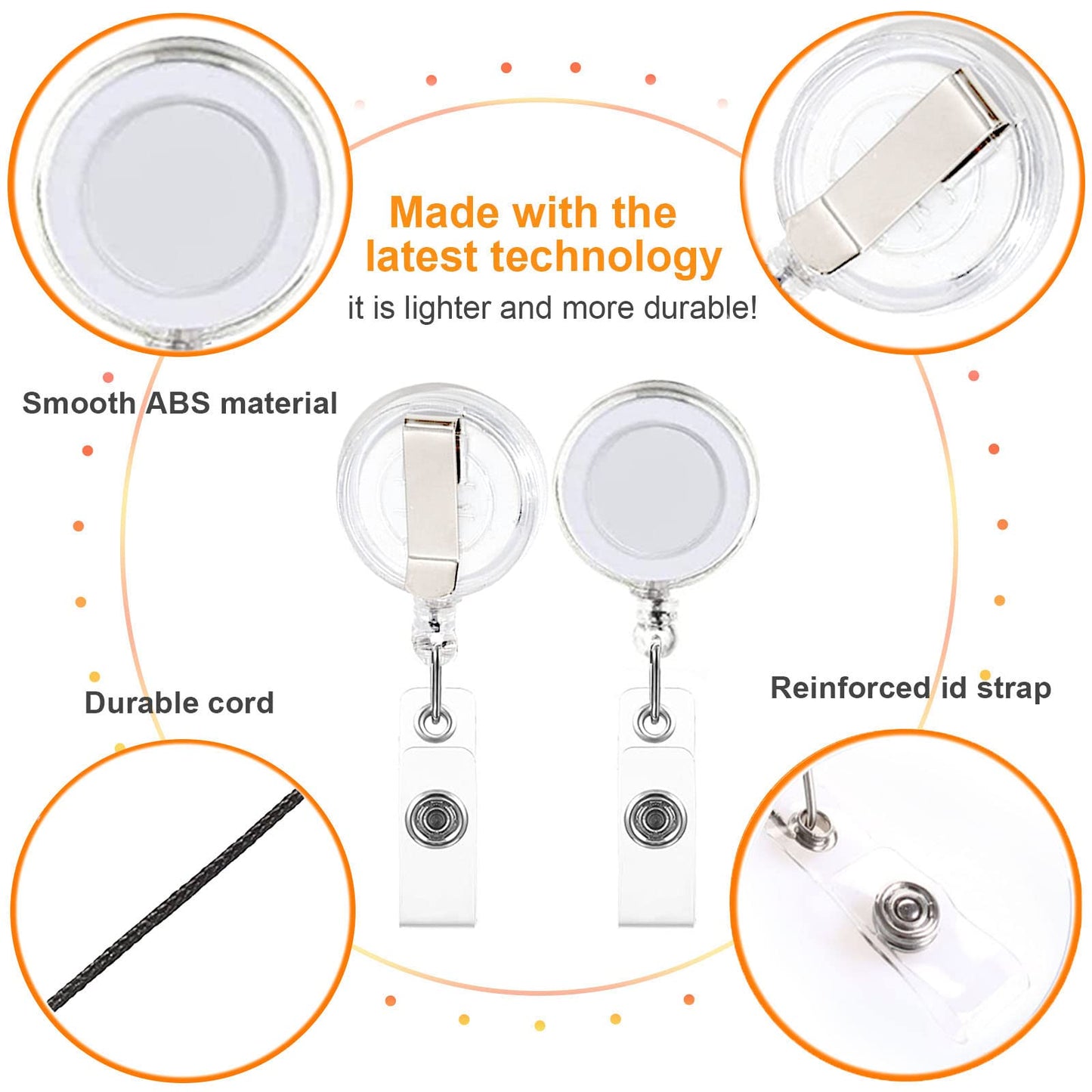 100 Pack Retractable Badge Reel Clips with 100 Pack Vertical ID Card Holders Retractable Badge Holders with Clip ID Badge Clips with Name Card Holder for Nurses Office School,Transparent