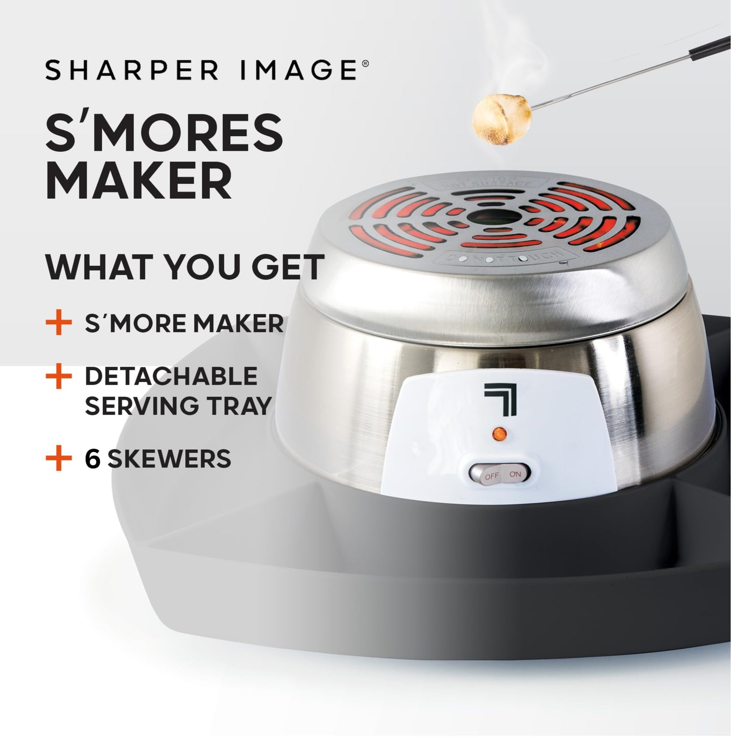Sharper Image Electric S’mores Maker – 6 Marshmallow Roasting Sticks & Serving Tray Station| Indoor Smores Kit| Kids & Family Party Activity| Kitchen Gadget| Movie Night, Sleepover, Housewarming Gift