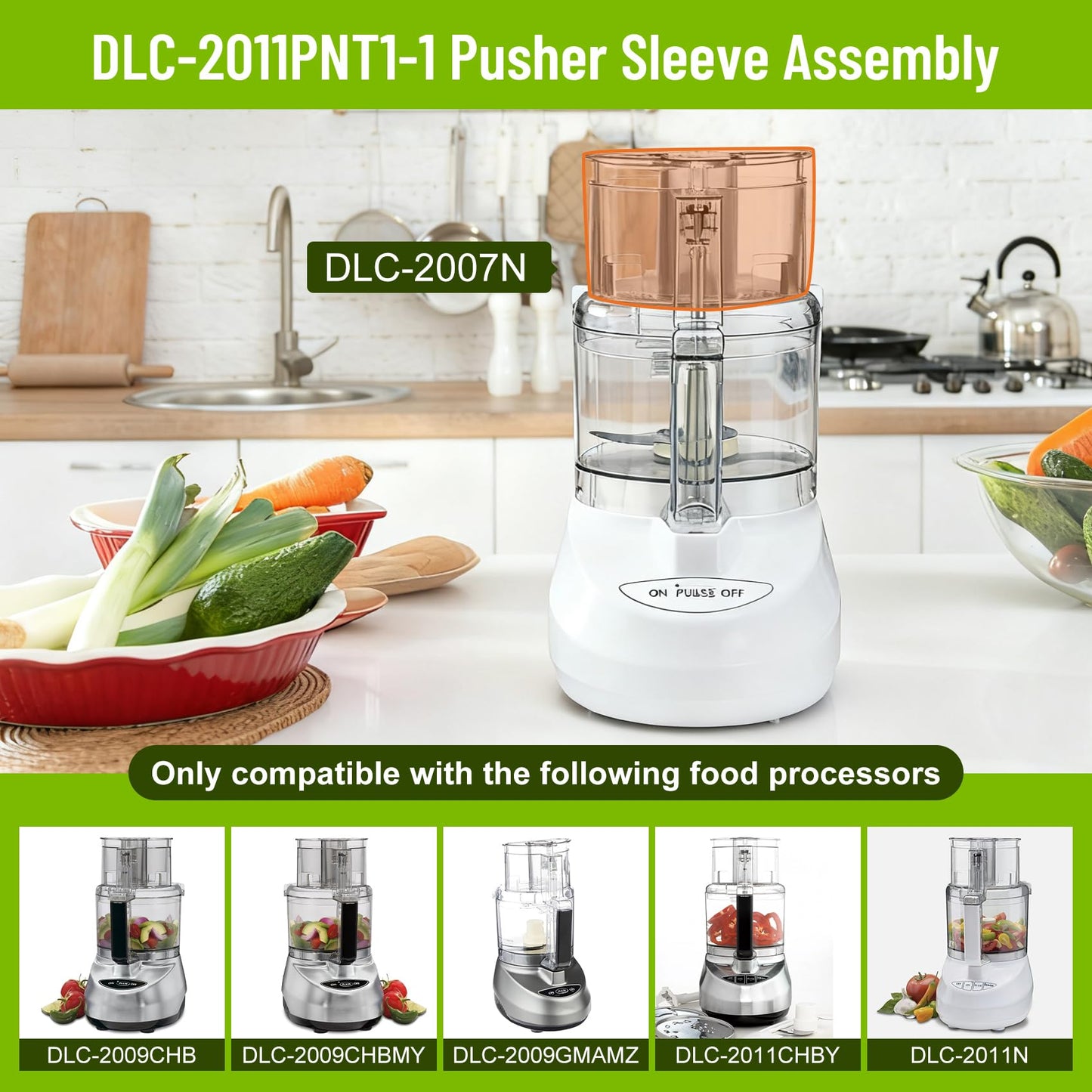 DLC-2011PNT1-1 Large Pusher Sleeve Assembly Replacement Compatible with Cuisinart Food Processor DLC-2007N DLC-2009CHB DLC-2009CHBMY DLC-2011CHBY DLC-2011N DLC-2009GMAMZ