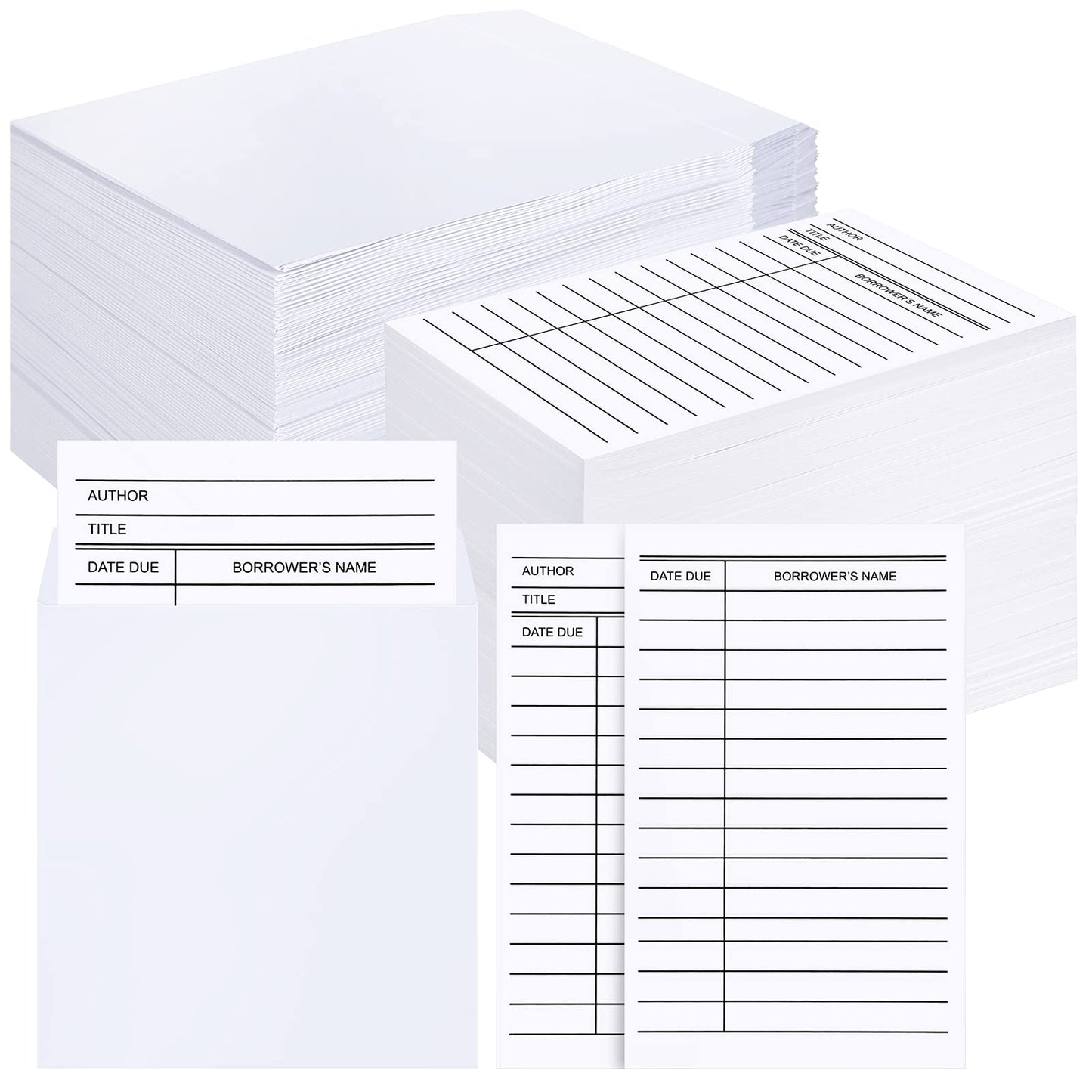 Ireer 500 Pcs Library Card Pockets Book Pockets Self Adhesive Due Date Cards for Book Checkouts, Cds, DVDs, Classroom Supplies(White)