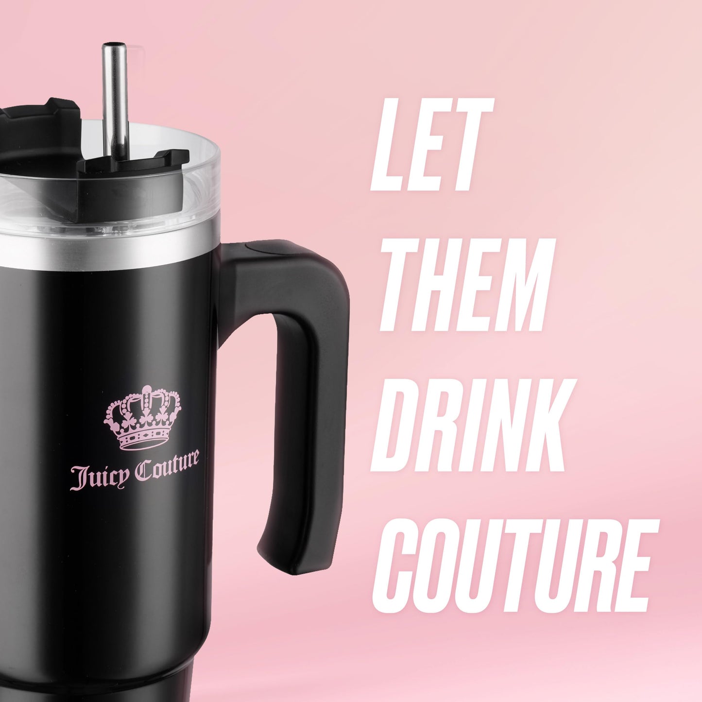 Juicy Couture Travel Style Fashion Water Bottle - Black - 31.5oz