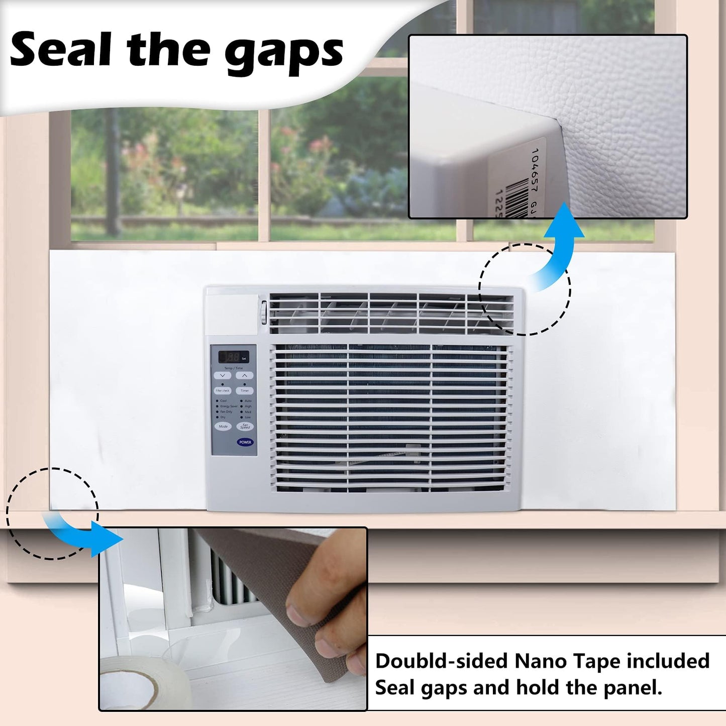 BJADE'S Window Air Conditioner Side Insulated Foam Panel,Full Surround Panels Window Seal Kit, Summer and Winter Heat and Draft Insulating 48in W