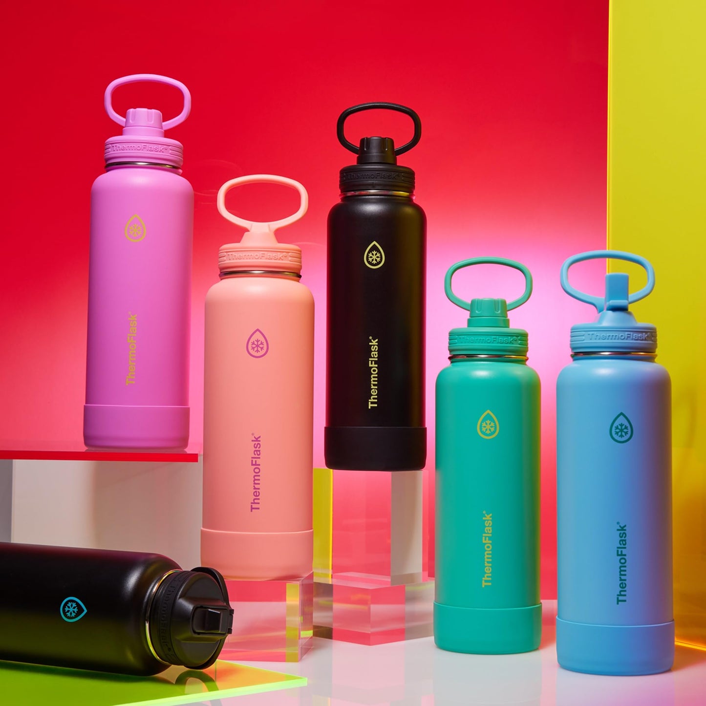 ThermoFlask Insulated Water Bottle with Spout Lid (40 oz, Shadow Glow) - Leakproof, Stainless Steel Water Bottle for Cold & Hot Drinks, Travel & Daily Hydration