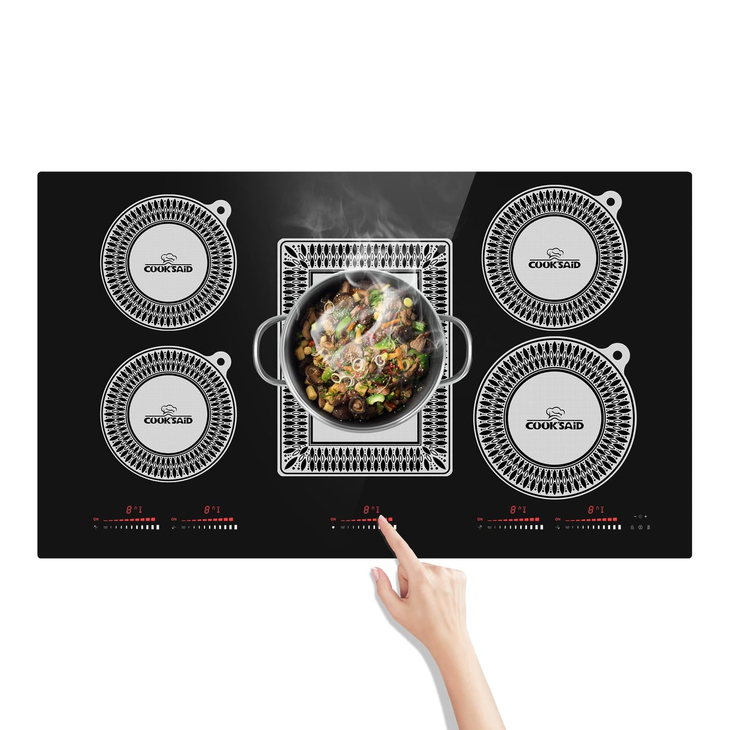 Cook's Aid 5 PCS Silicone Induction Cooktop Protector Cover Mat (Magnetic) | 230°C (450℉) Heat-Resistant Induction Stove Protector | Multifunctional Silicone Mats