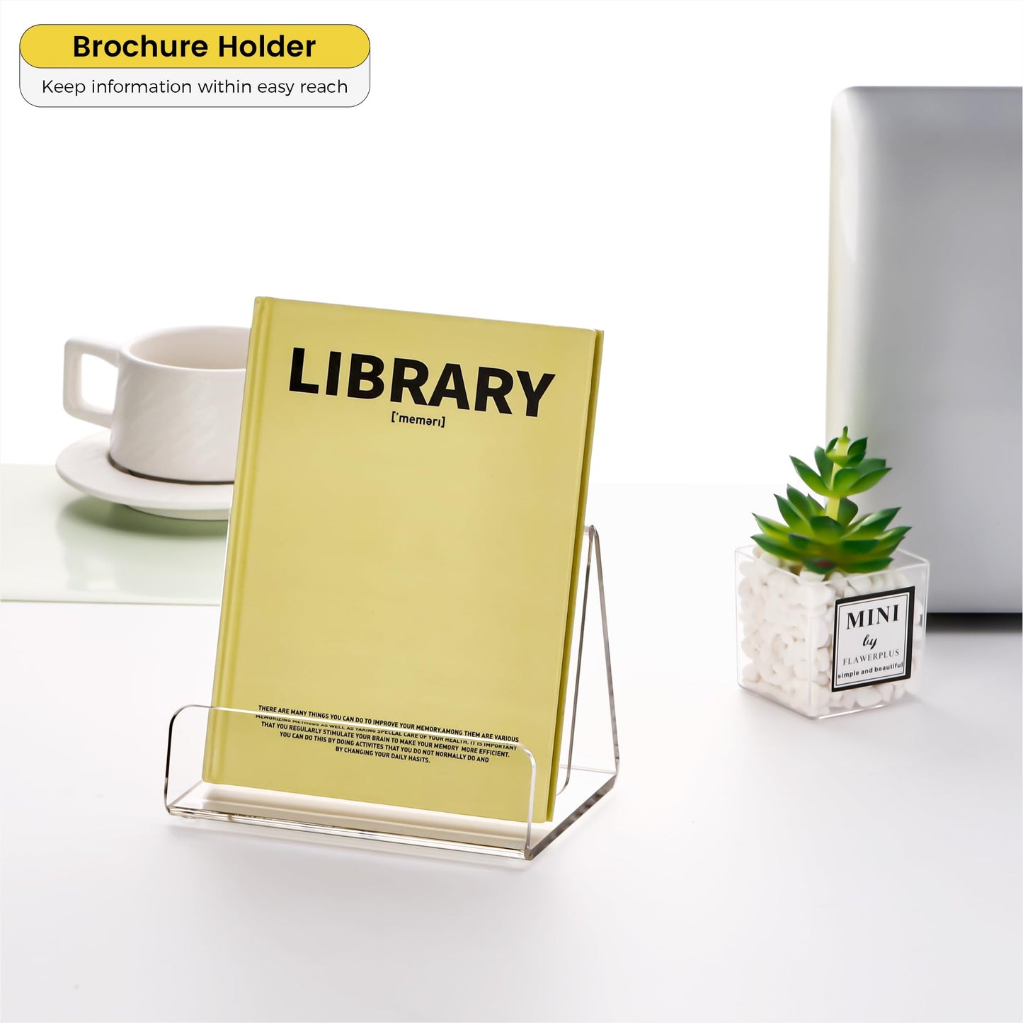 HeZone Acrylic Brochure Holder 5x6 Inch,Clear Pamphlet Holder Display Stand for Trifold 4&5&6 Inch Flyers,Pamphlets,Booklets,Menu,Leaflets for Office,Home,Store,2Pack,A5