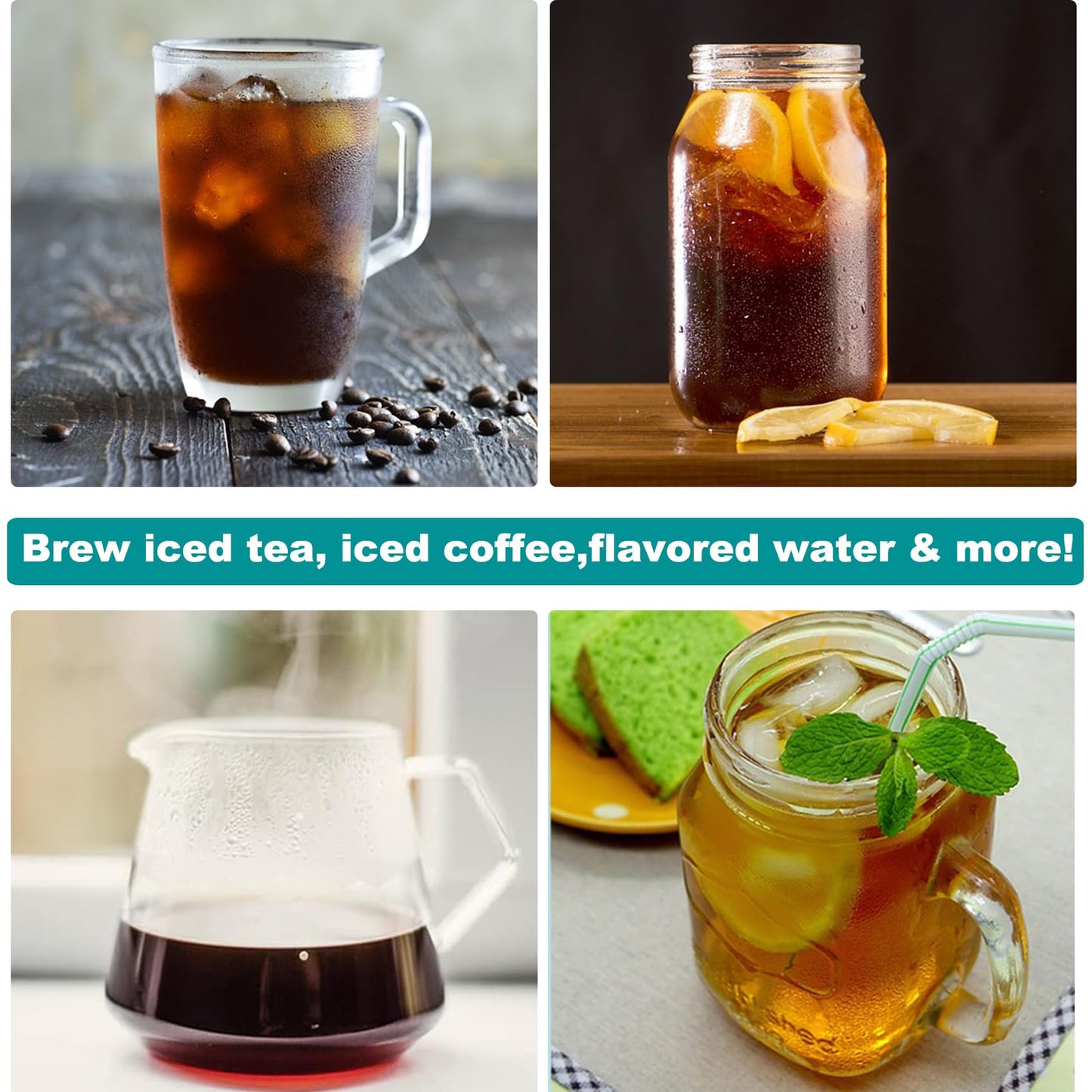 LITIFO Iced Tea Maker and Iced Coffee Maker Brewing System with 2-quart Pitcher, Perfect For Fruit Infused Tea, Lemonade, Flavored Water (Light Green)