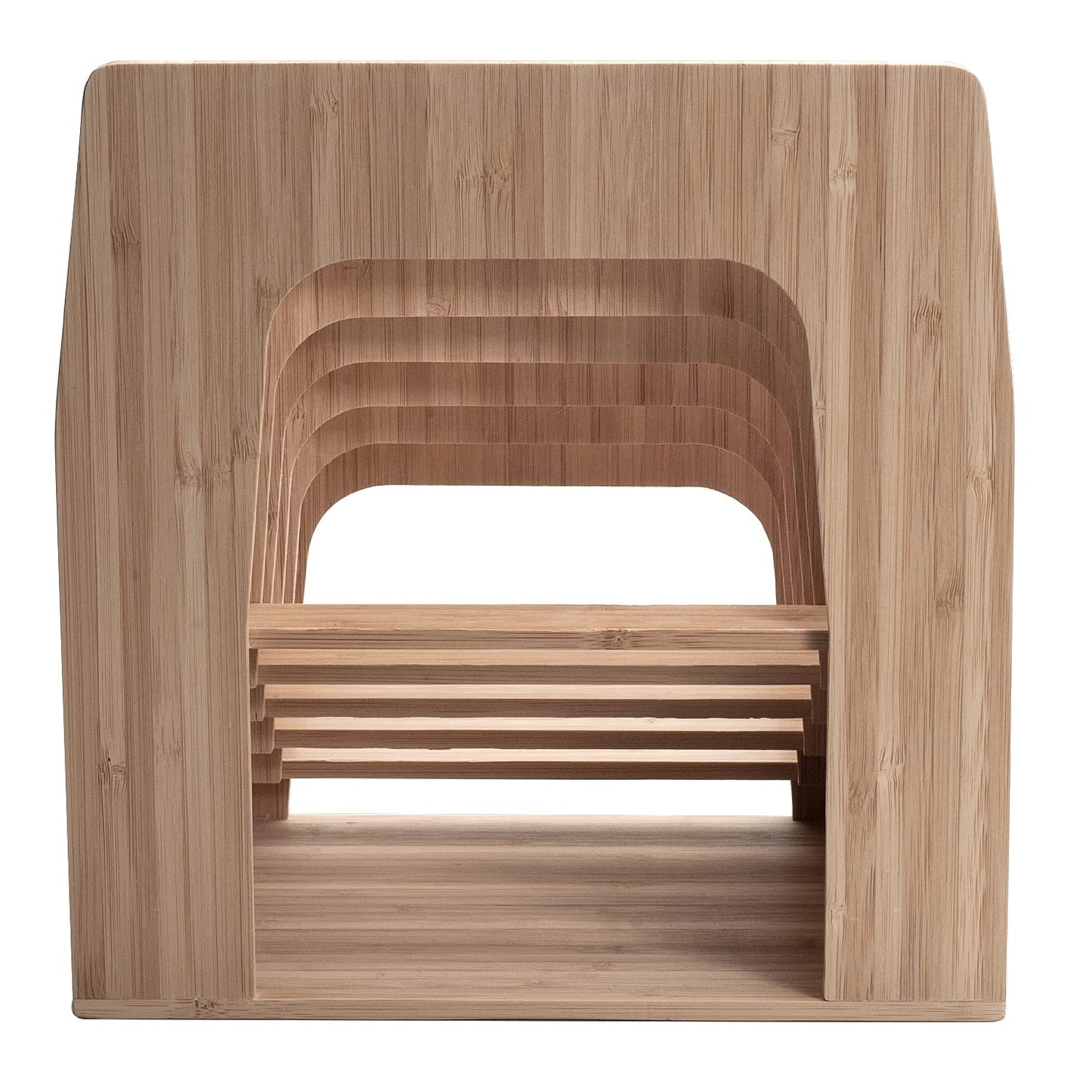 MobileVision Bamboo Desktop Inclined File Folder Organizer and Paper Tray, Upright Sections, Step Sorter, 5 Slots