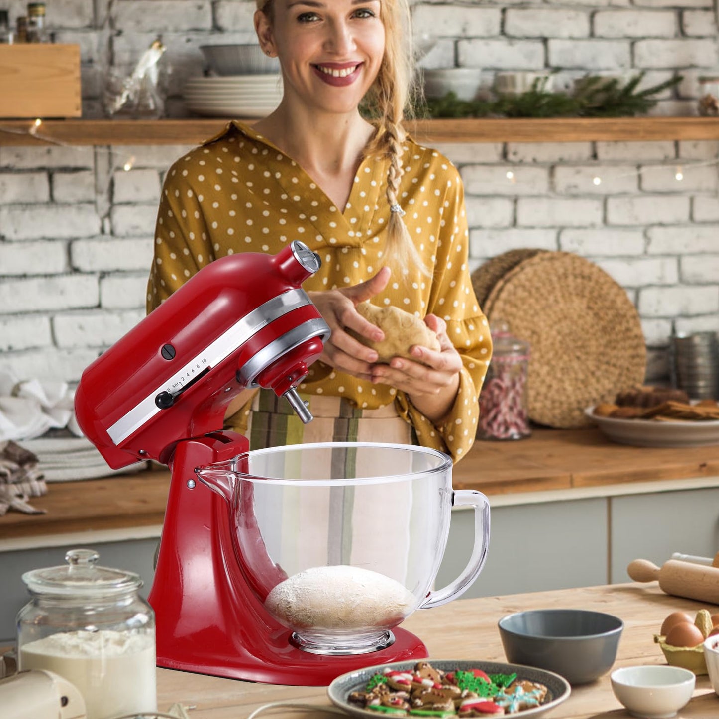 Gdrtwwh Glass Bowl for KitchenAid 4.5-5 Quart Tilt-Head Stand Mixer,Replacement with KitchenAid Artisan Mixer Glass Bowl