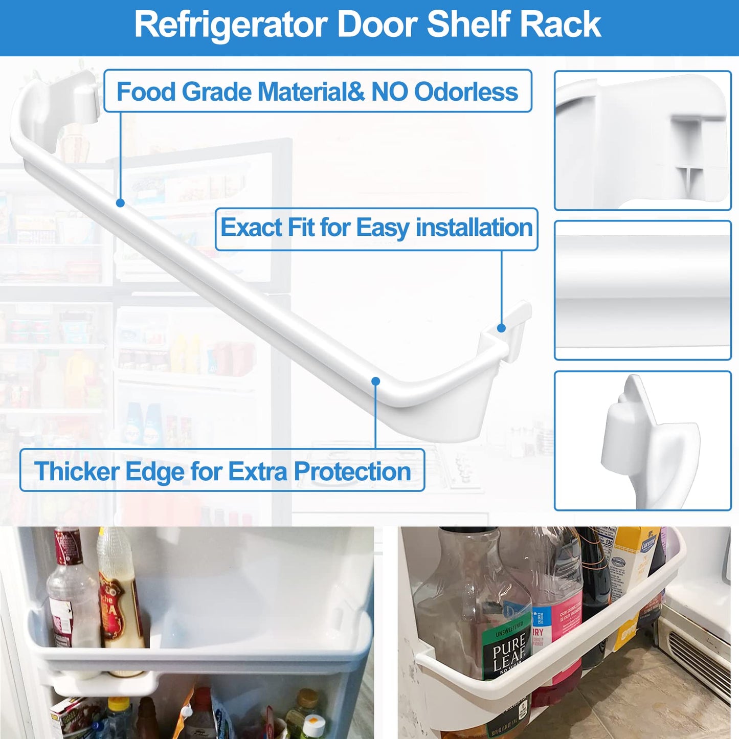 UPGRADED 240535101 Refrigerator Door Rack Replacement Retainer Bar Compatible with Frigidaire Kenmore Refrigerator Door Shelf Replacement Parts AP3214801, AH735091, FRT15HB3JW3, FFTR1513LW0 Door Rack
