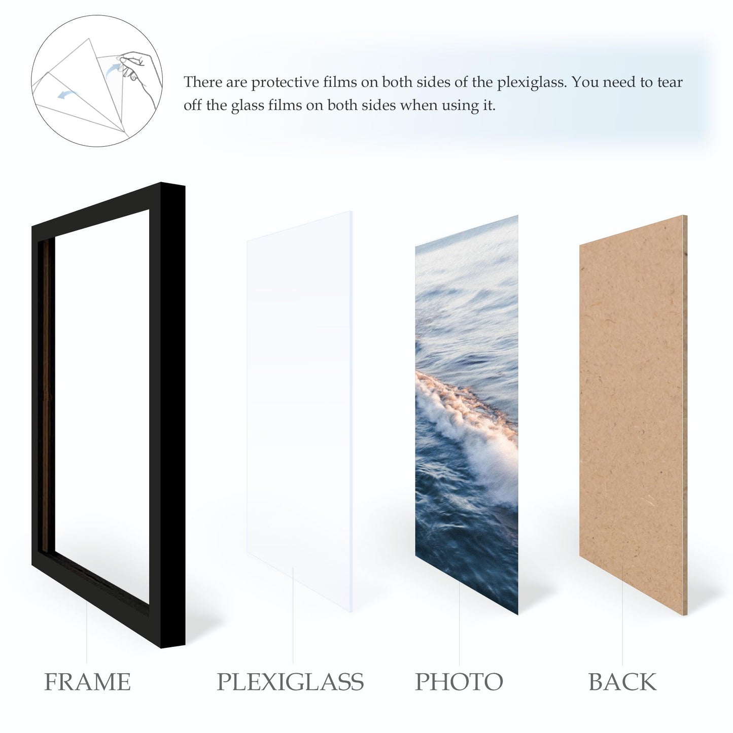 Fisnish 27x40 Poster Frame Black, 27x40 inch Movie Poster Frame with HD Plexiglass Durable and Scratch-proof for Horizontal or Vertical Wall Mounting, 1 Pack