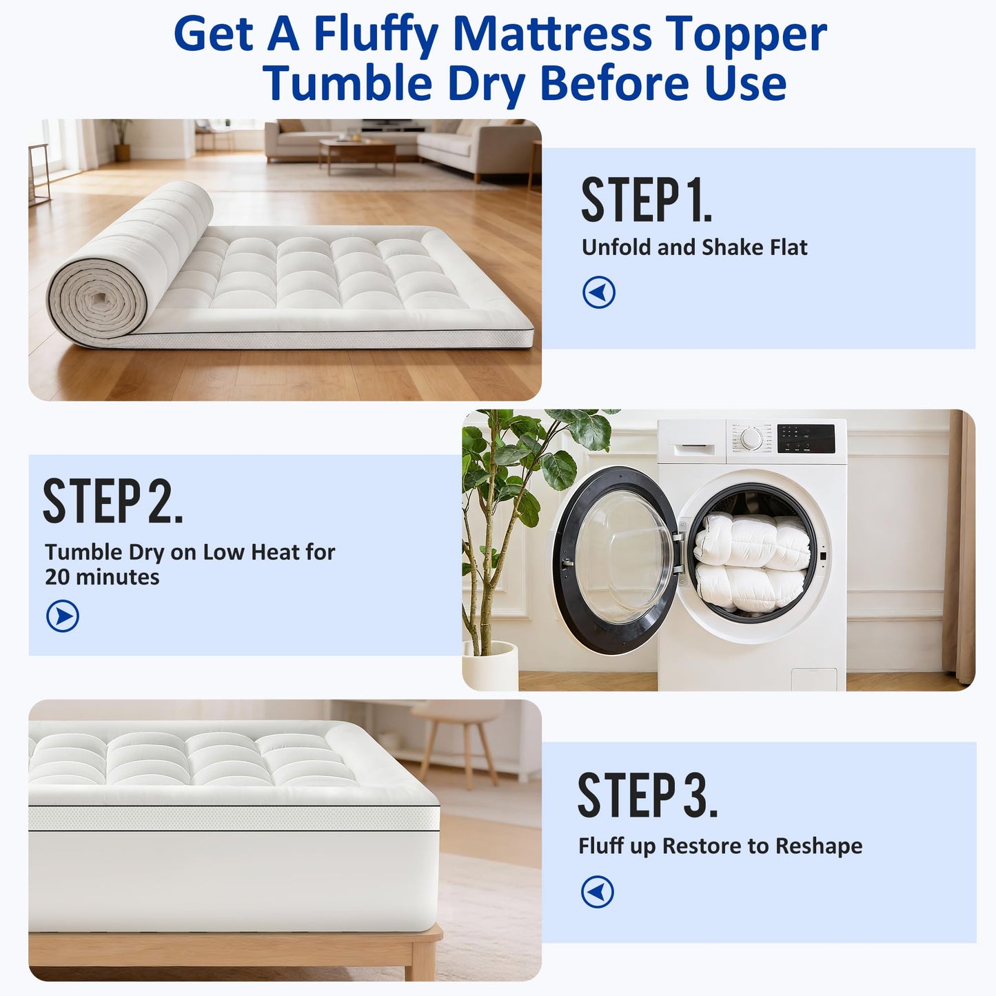 SurChic Queen Size Mattress Topper for Back Pain, Soft Extra Thick Pillow Top Mattress Pad Cover with 1000GSM Down Alternative Filler, Cooling Breathable Plush Bed Topper Protector (8-21" Deep Pocket)