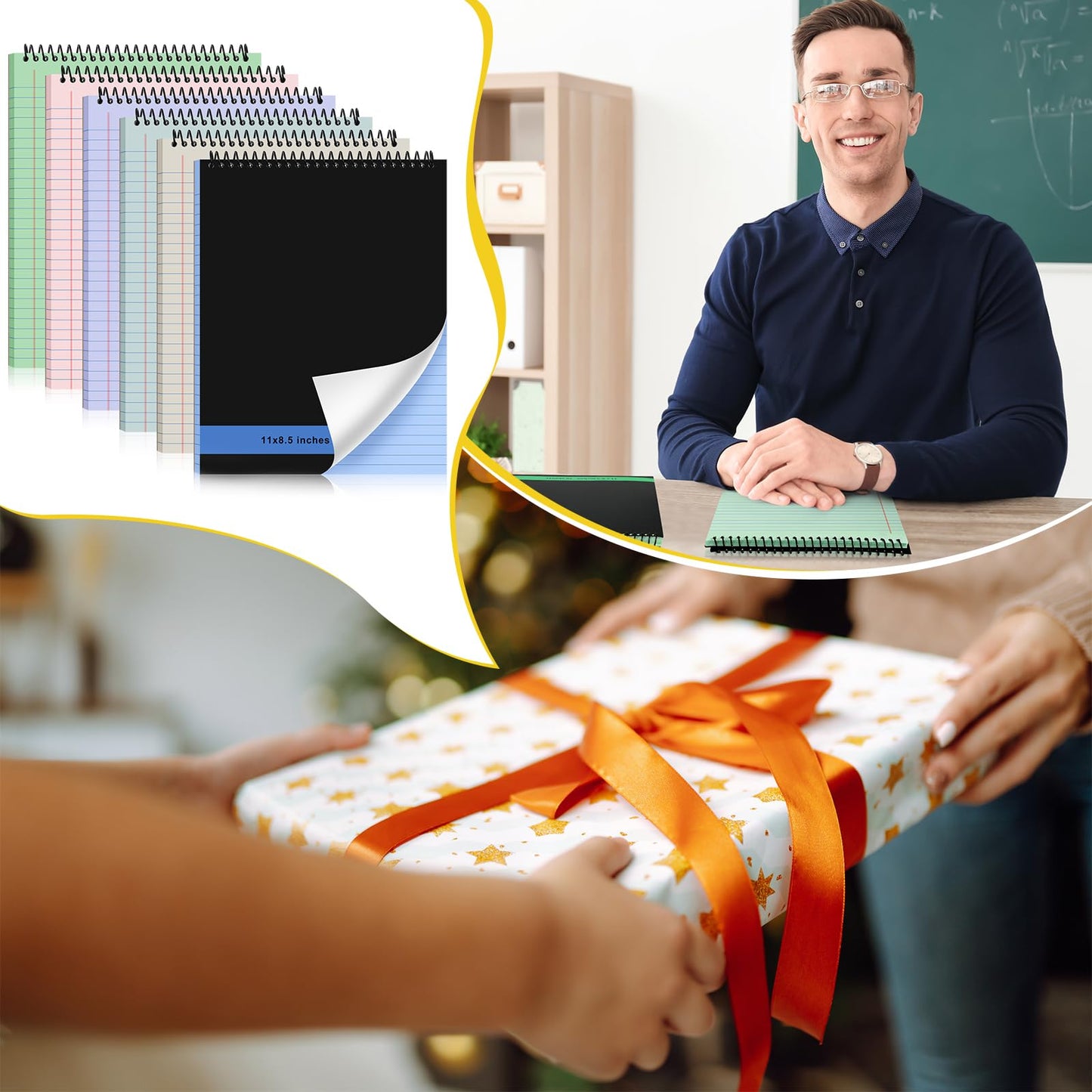 Resurhang 6 Pcs Legal Pad Top Spiral Bound Notebook 70 Sheets Double Sided College Ruled Paper Notepad Memo Steno Pad with Stiff Cover for Business College(8.5 x 11 Inches,No Holes,Morandi Color)