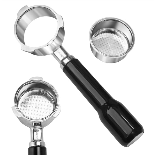 51mm Bottomless Portafilter, Wirsh 3 Ears Full Stainless Steel Bottomless Naked Portafilter with Non-Pressurized Filter Basket for Wirsh Espresso Machine CM5418, CM1665