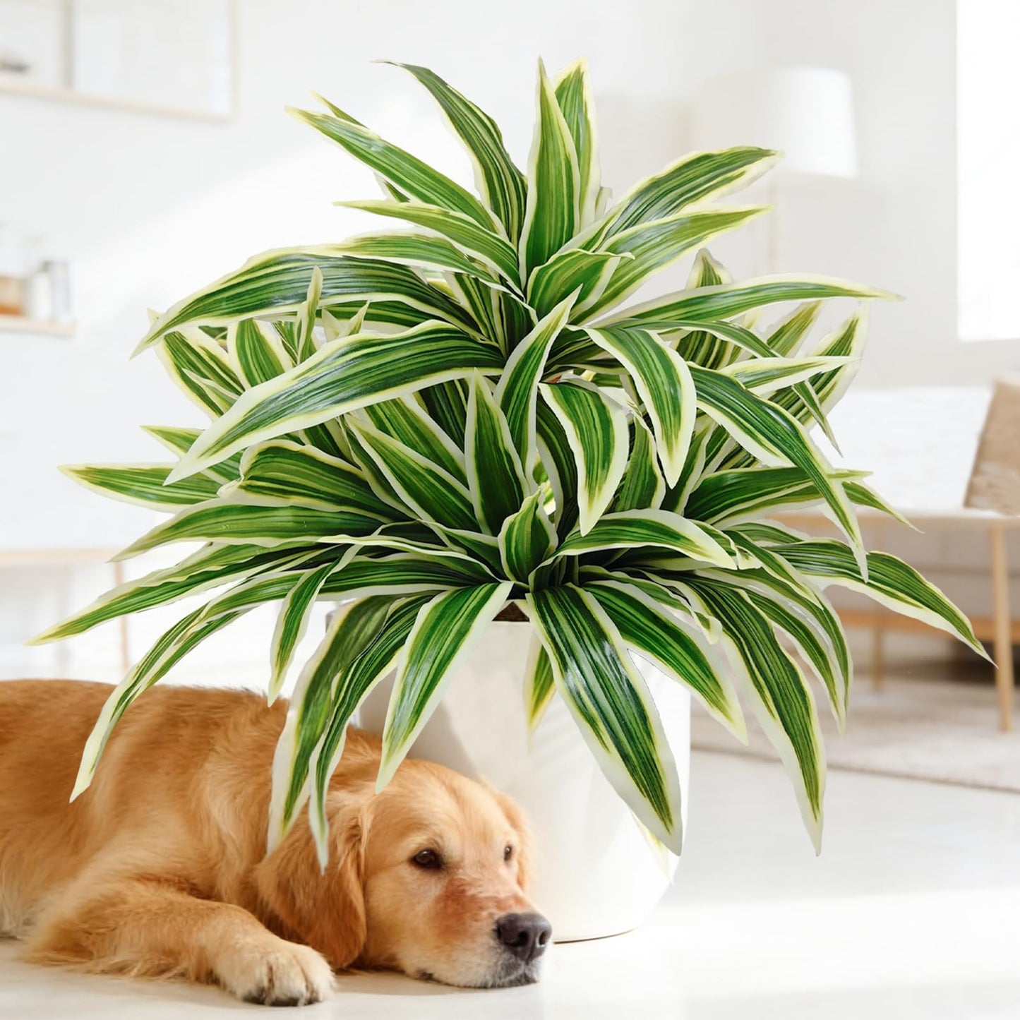 Cherica 4Pcs Fake Ferns, Faux Outdoor Plants UV Resistant,3D Real Touch Fake Plants Total 80 Blades,Weatherproof Artificial Plants Outdoor Indoor for Garden Porch Home Office Decor