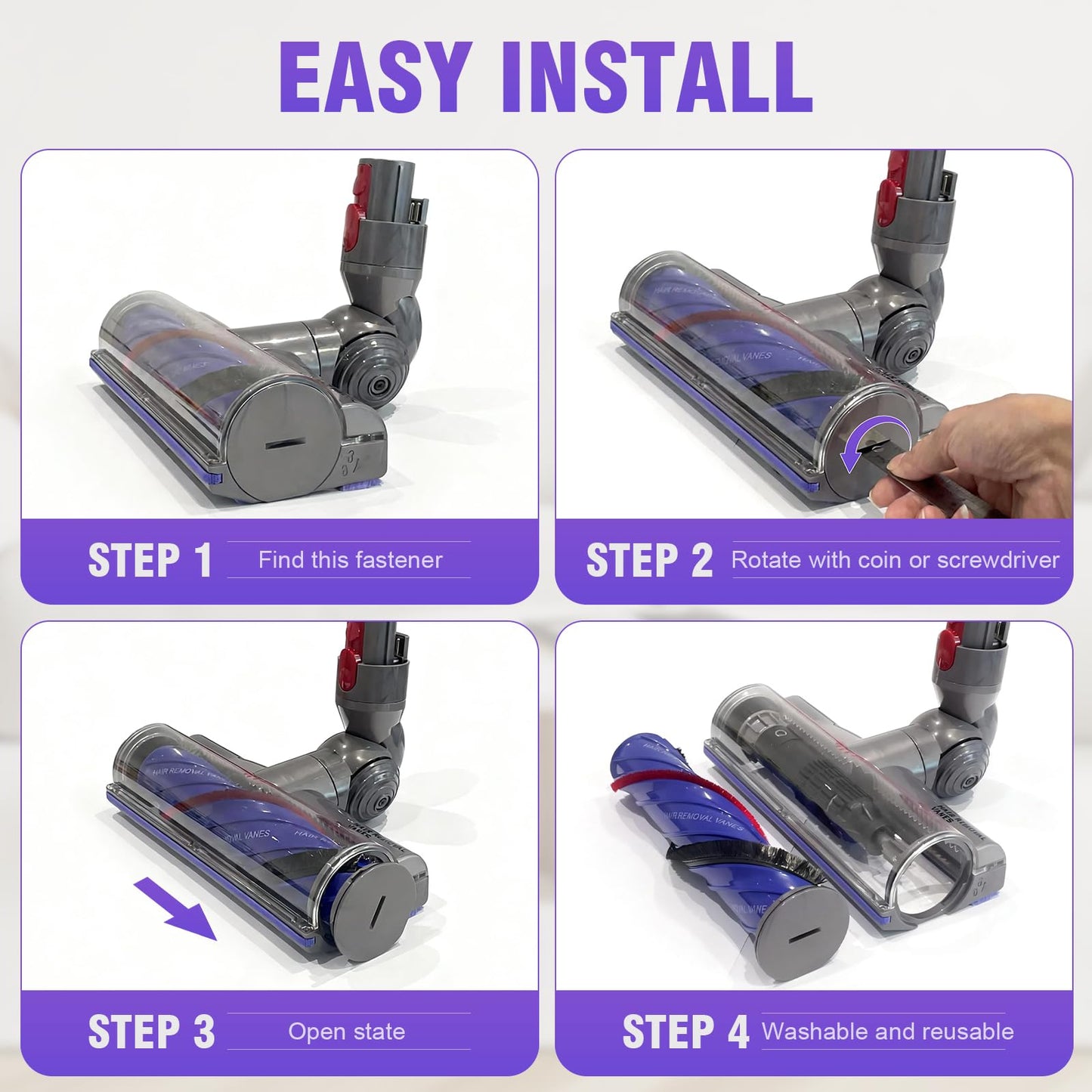 V8 Vacuum Attachments Head Replacement Parts for Dyson V7 V8 V11 V15 Animal V10 Cyclone Cordless Vacuum Cleane, Upgrade Anti-Tangle Replacement Head, Suitable for Thin Carpets, Hardwood Floor