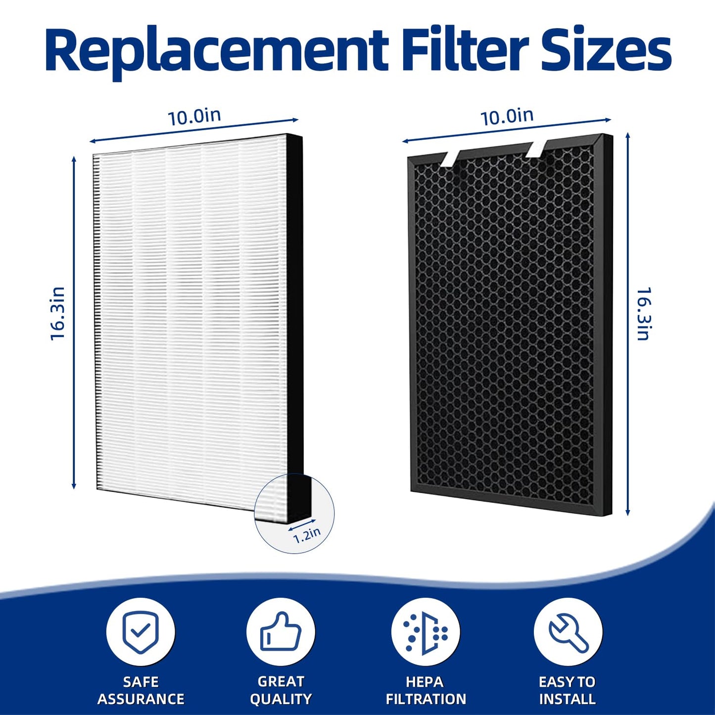 2 Sets Air220 Air320 Replacement Filter Compatible with Bissell air220(2609A) air320(2768A) air320 Max(2847A) Air Purifier - 3 in 1 Pleated + Pre-Filters & Activated Carbon - Part NO.2677 2678 2804