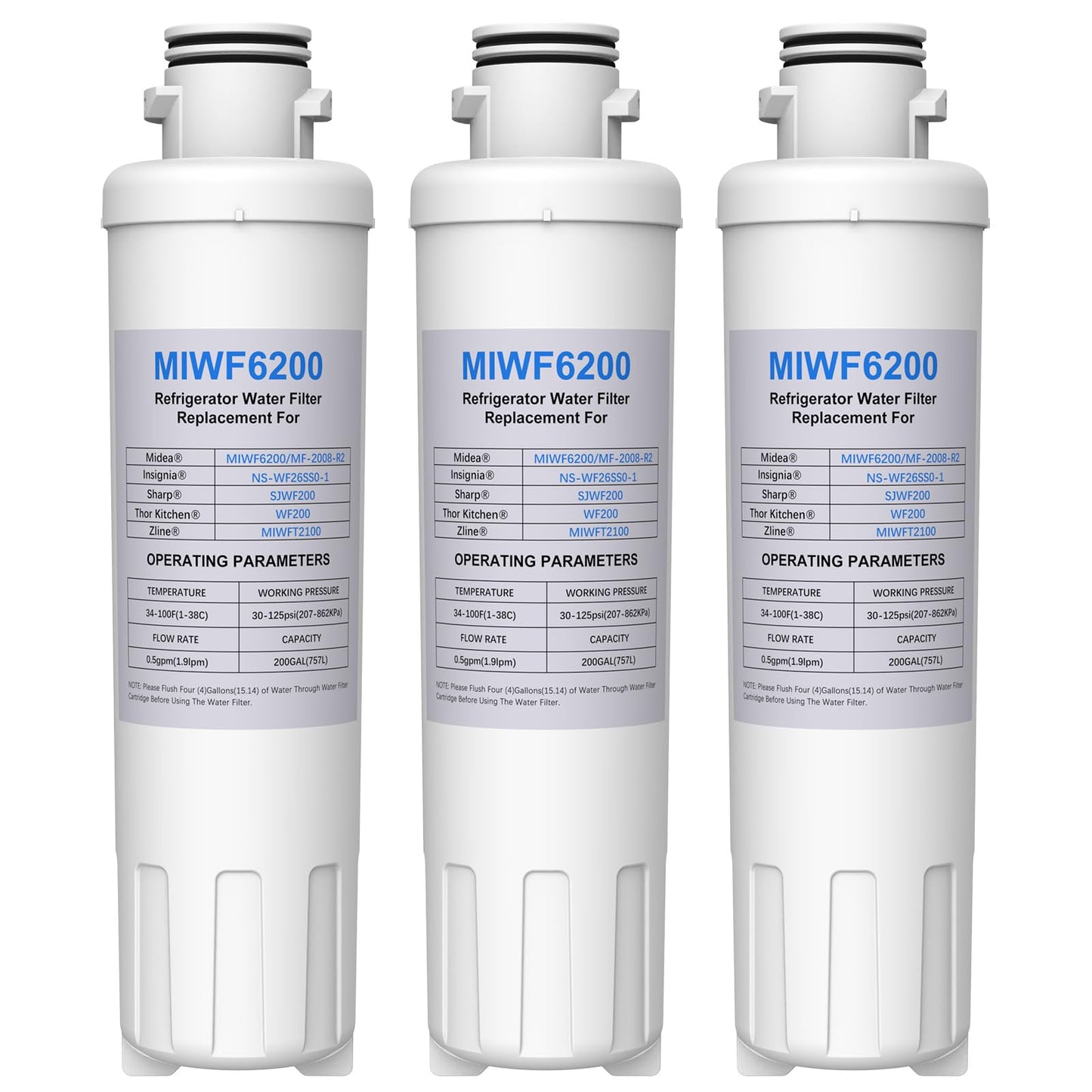 MIWF6200 Compatible with Midea MF-2008-R2 Insignia NS-WF26SS0-1 Zline MIWFT2100 Refrigerator Filter (3 Pack)