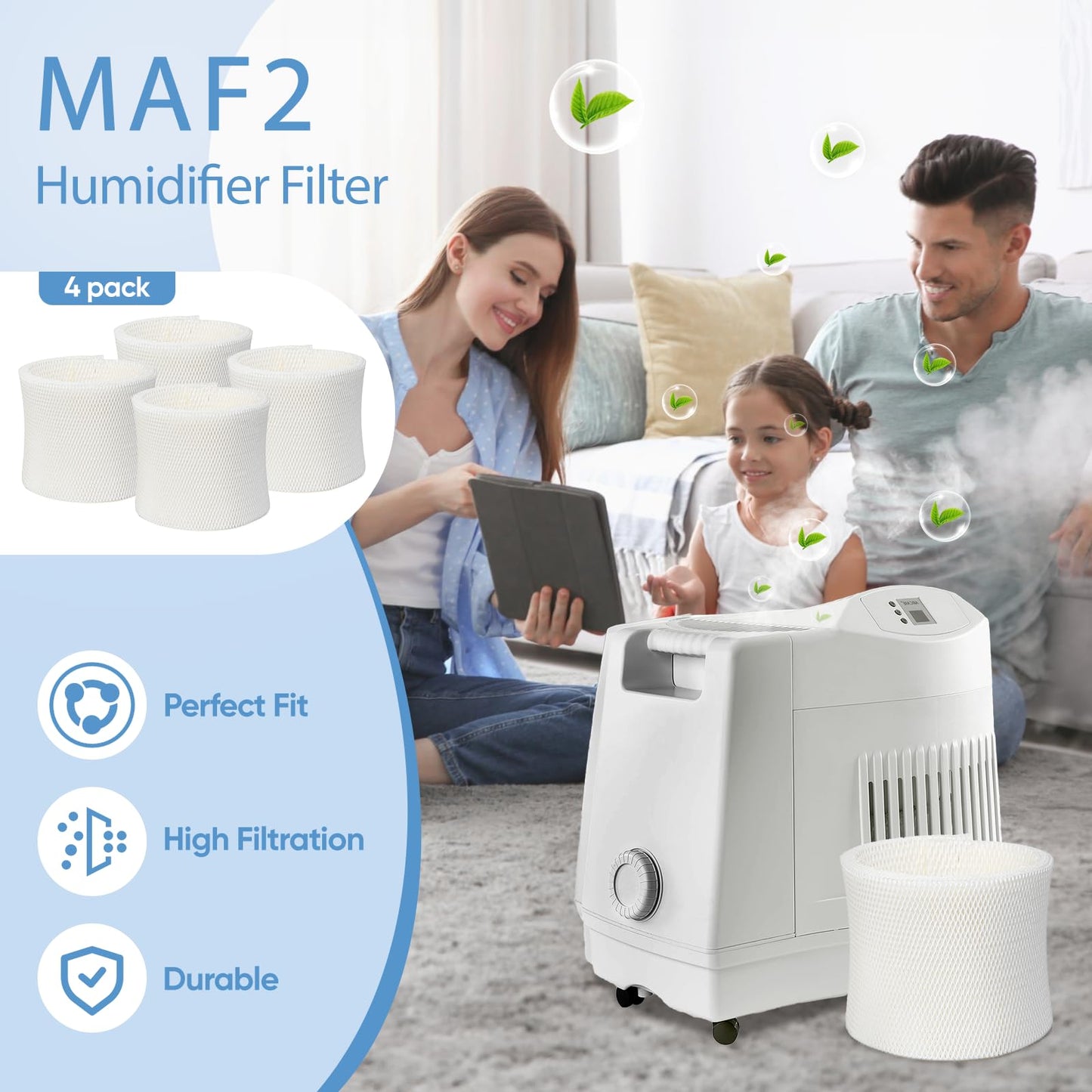 LBLVBNEWD 4 Pack MAF2 Humidifier Super Wick Wicking Filter Compatible with Aircare Esscik Air MAF2 MiostAIR MA0800 MA08000 MA0600 MA0601 and Replacement for Kenmore 15408 29988 Humidifiers