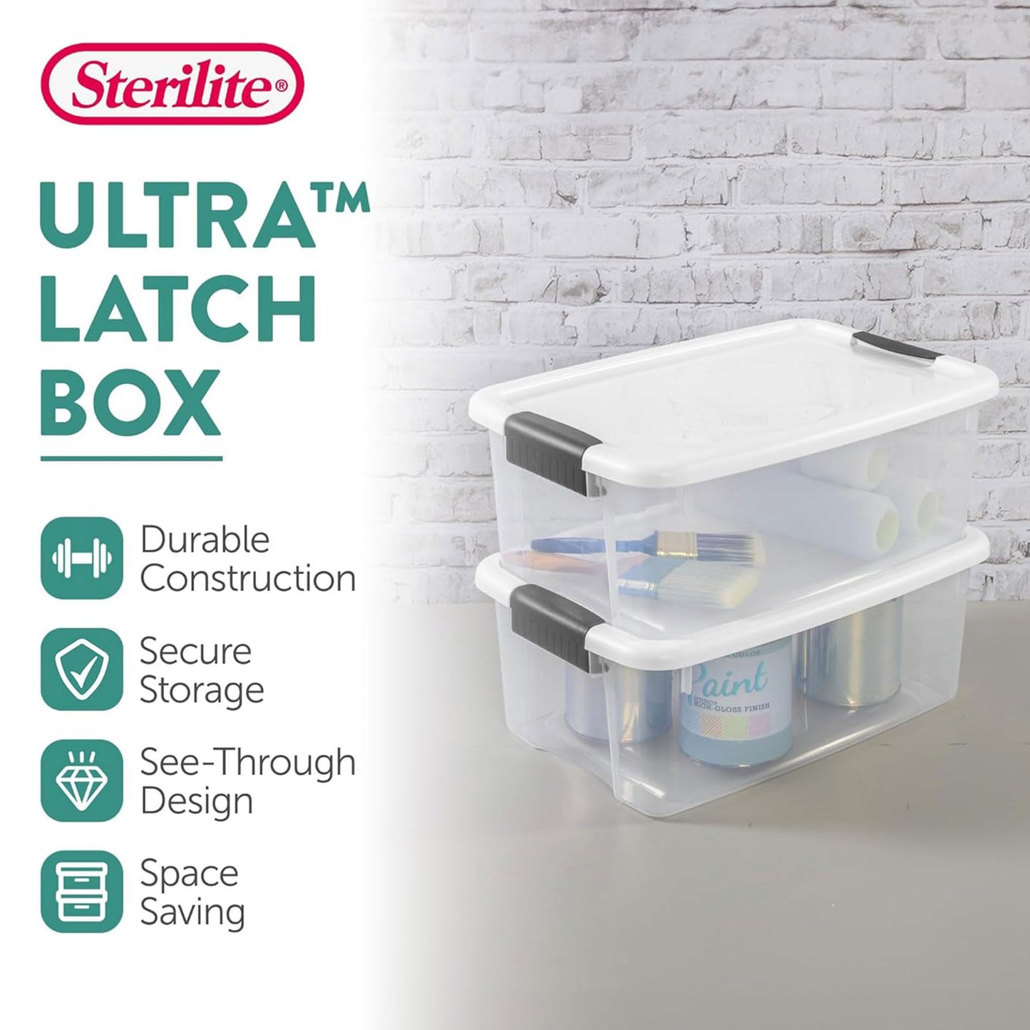 Sterilite 6-Pack Ultra Latching Box, Storage Bins with Lids, Clear Plastic, 18 Qt – Large Heavy-Duty Organizing Bin Containers for Home, Closet, Kitchen, Pantry, Bathroom, and Office
