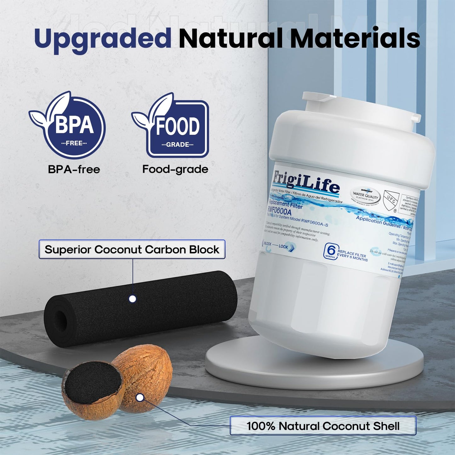 FRIGILIFE RWF0600A Replacement for GE MWFP, MWFA, MWFAP, MWFINT, GWF, GWFA, HWF, HWFA, HDX FMG-1, Smartwater, WFC1201, GSE25GSHECSS, 197D6321P006 （4 Pack)