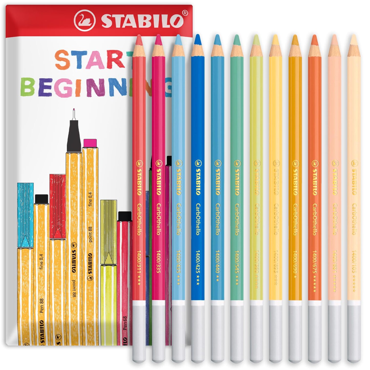 STABILO Chalk-Pastel Pencil CarbOthello - Pack of 12 - Pastel Tones