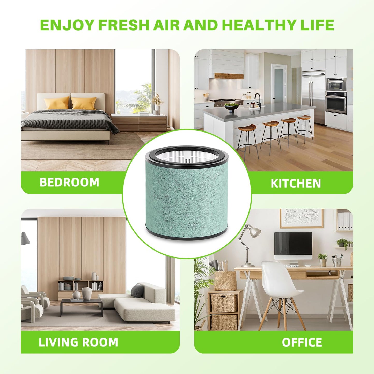 2 Pack HP072 Replacement filter Compatible with Shark HP071BRN HP072 HP070 NeverChange Air Purifier Compact Pro, 3-layer Efficiency Air Filtration, Petpro,Green