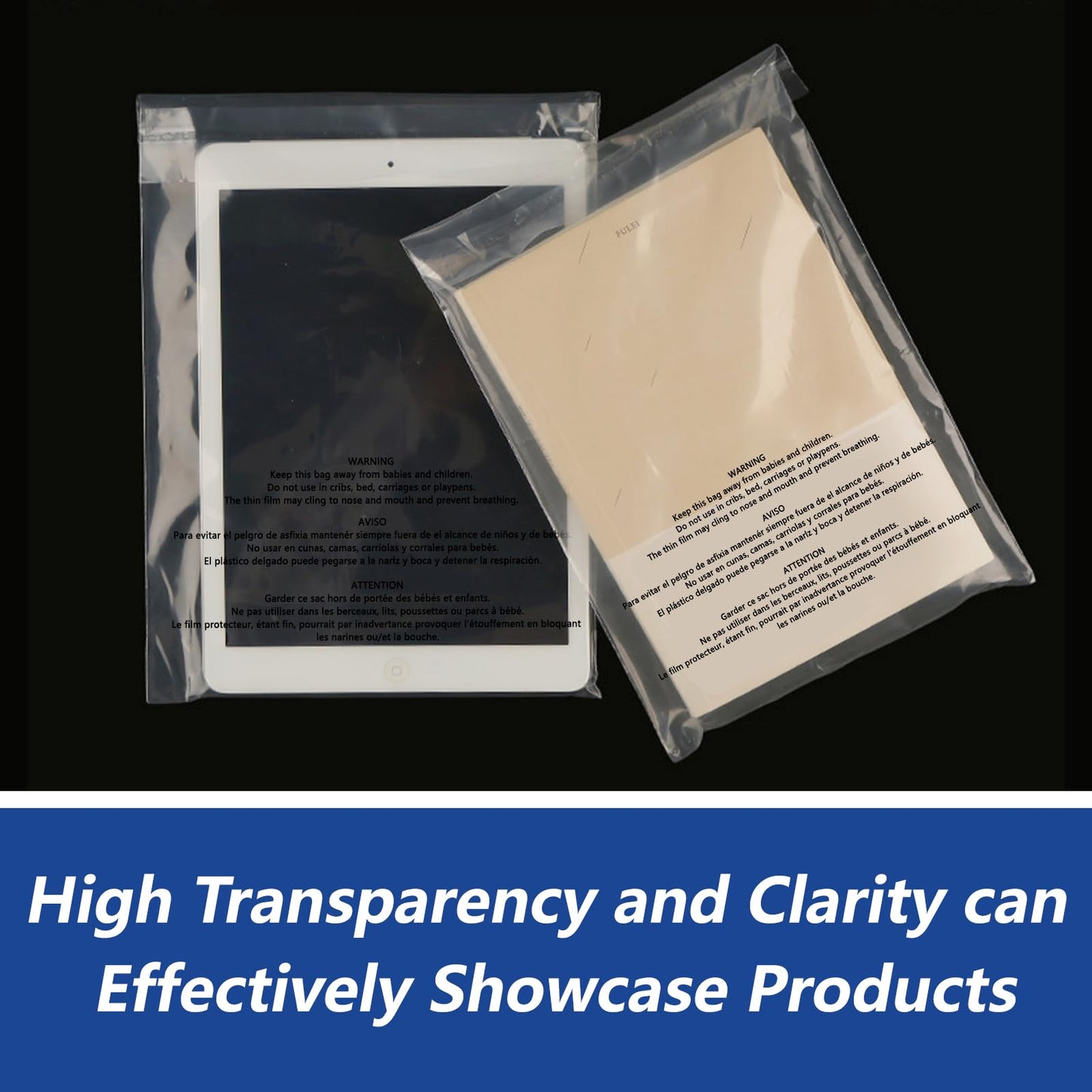 WEPOLY - 10" x 13" (500 Count) - Clear Poly Bags with Suffocation Warning Self Seal for Packaging, Shirts, Clothing & FBA - Permanent Adhesive