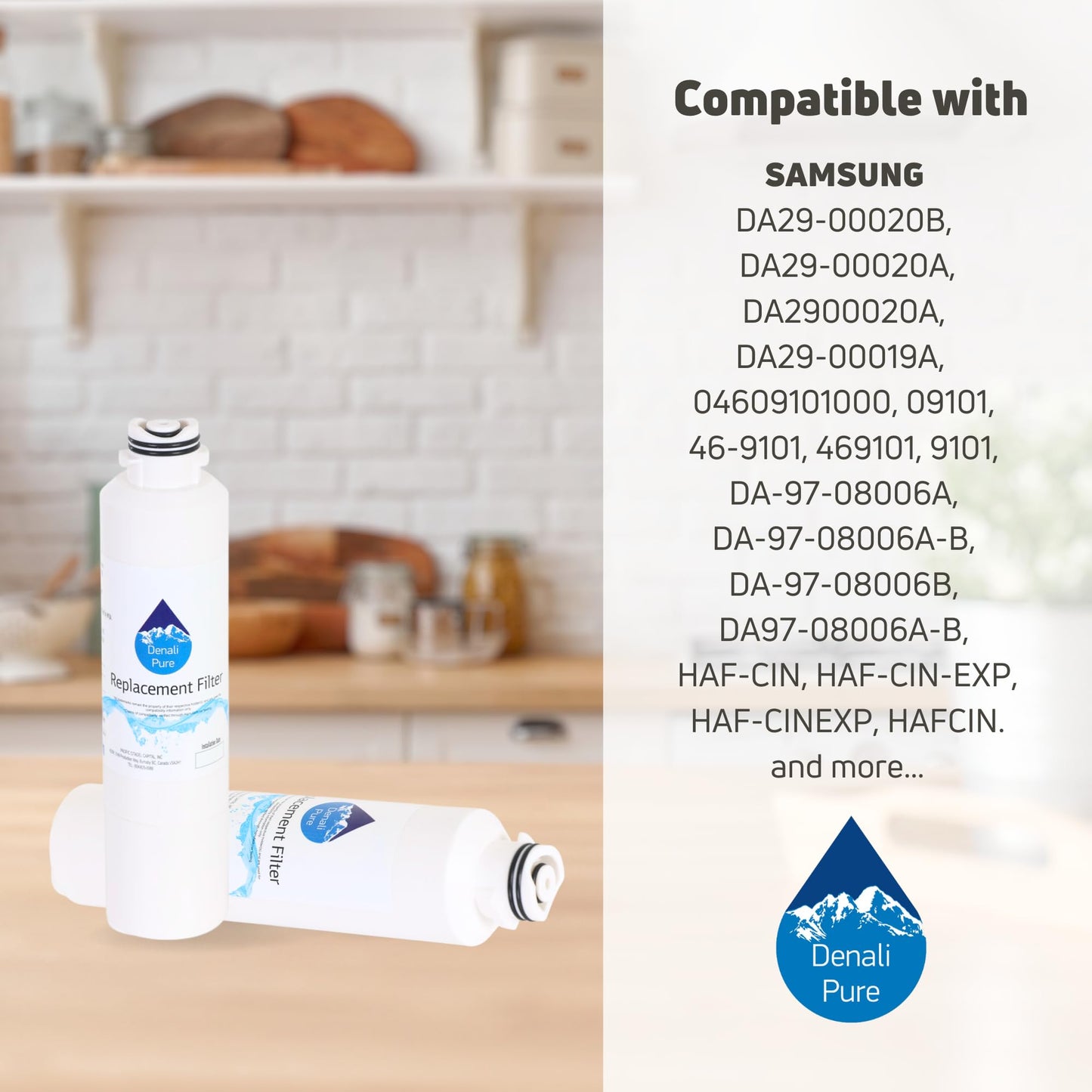 3-Pack Replacement for Samsung RF261BEAESR/AA-0001 Refrigerator Water Filter - Compatible with Samsung DA29-00020B, DA29-00020A, HAF-CIN Fridge Water Filter Cartridge
