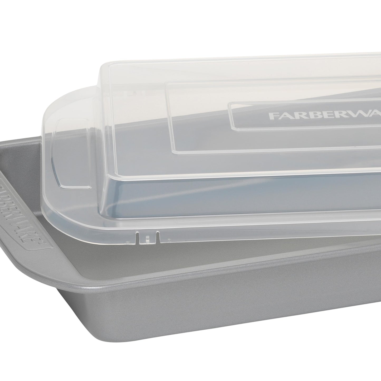 Farberware Nonstick Bakeware Rectangular Cake Pan with Lid, Cake Pans For Baking, 9-Inch x 13-Inch, Gray