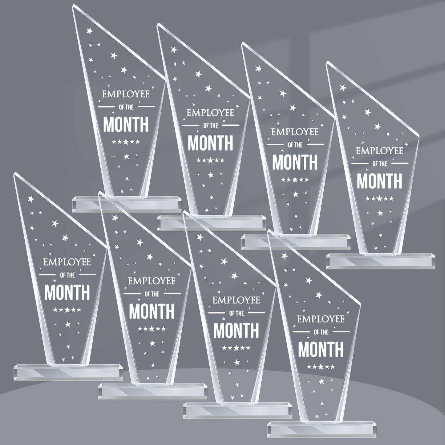 Roowest 8 Pcs Employee of The Month Plaque Trophy Employee Month Appreciation Award Gifts Bulk Coworker Acrylic Trophy Reward Sign Keepsake for Teacher Nurse Colleague Staff Volunteer Team Office