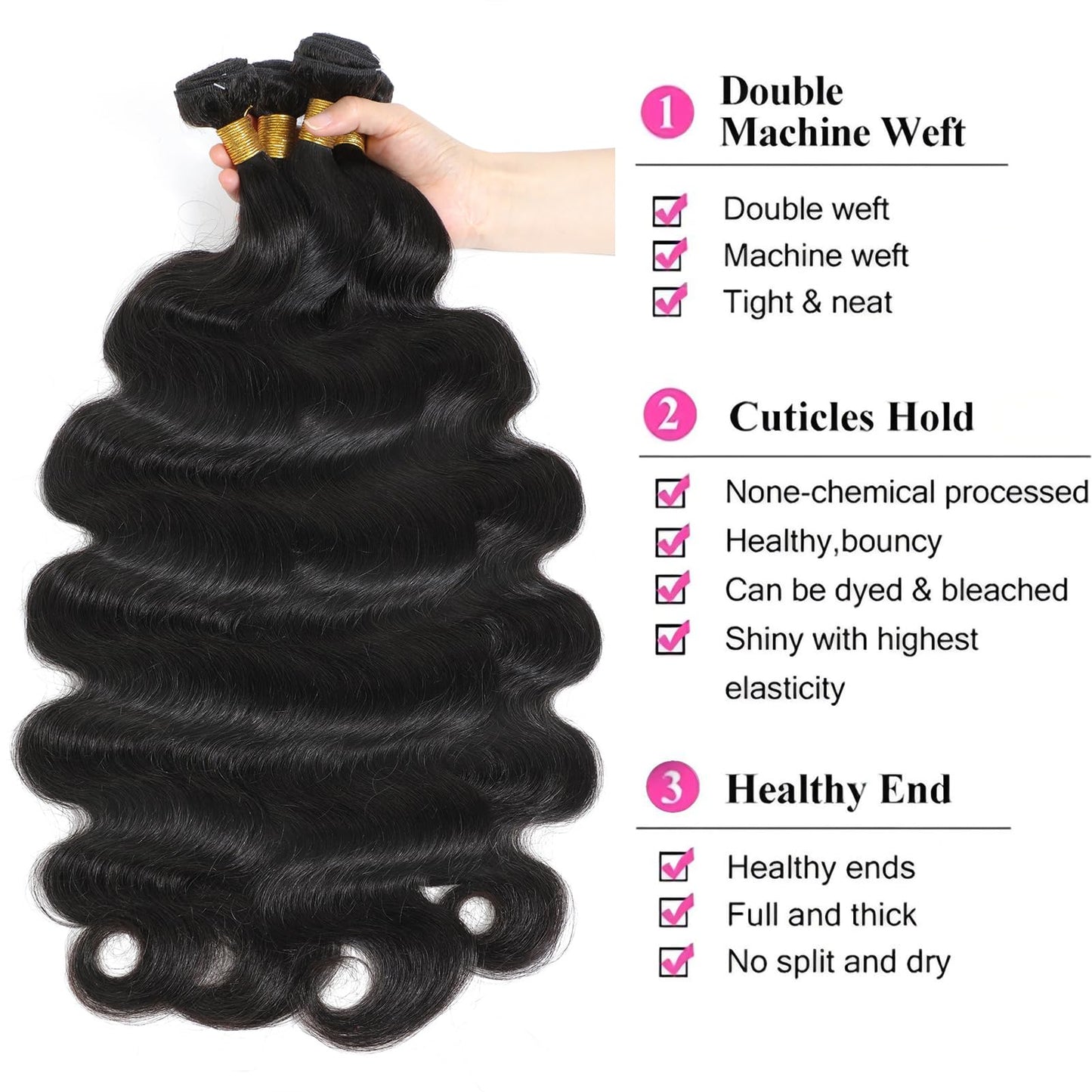 12A Brazilian Human Hair Bundles Body Wave 28 inch Single Bundle Virgin Hair Bundles Body Wave Bundles Human Hair 100G Natural Black Hair Extensions