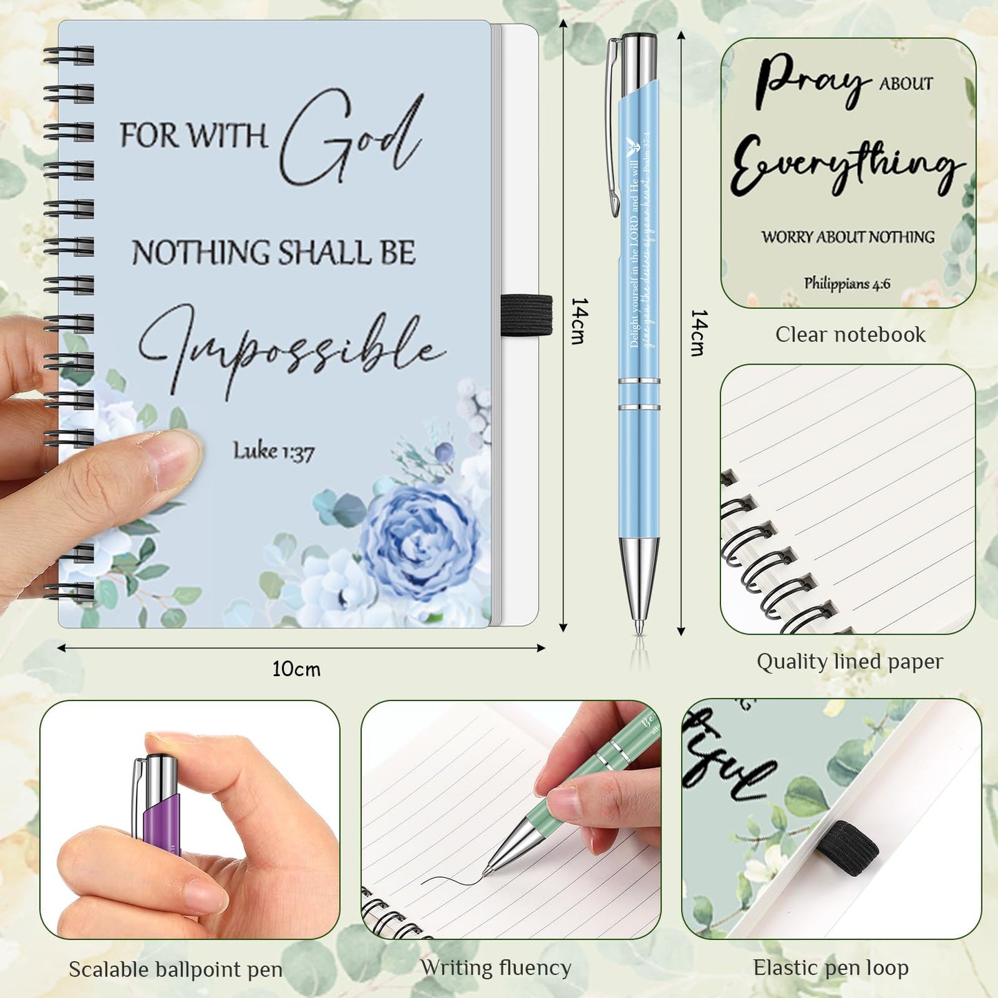 Sayglossy 10 Sets Christian Gifts Bulk Include Christian Tote Bags Scripture Notebooks Bible Verse Pens Keychains Inspirational Religious Church Gifts for Coworkers Employees Sunday Father's Day