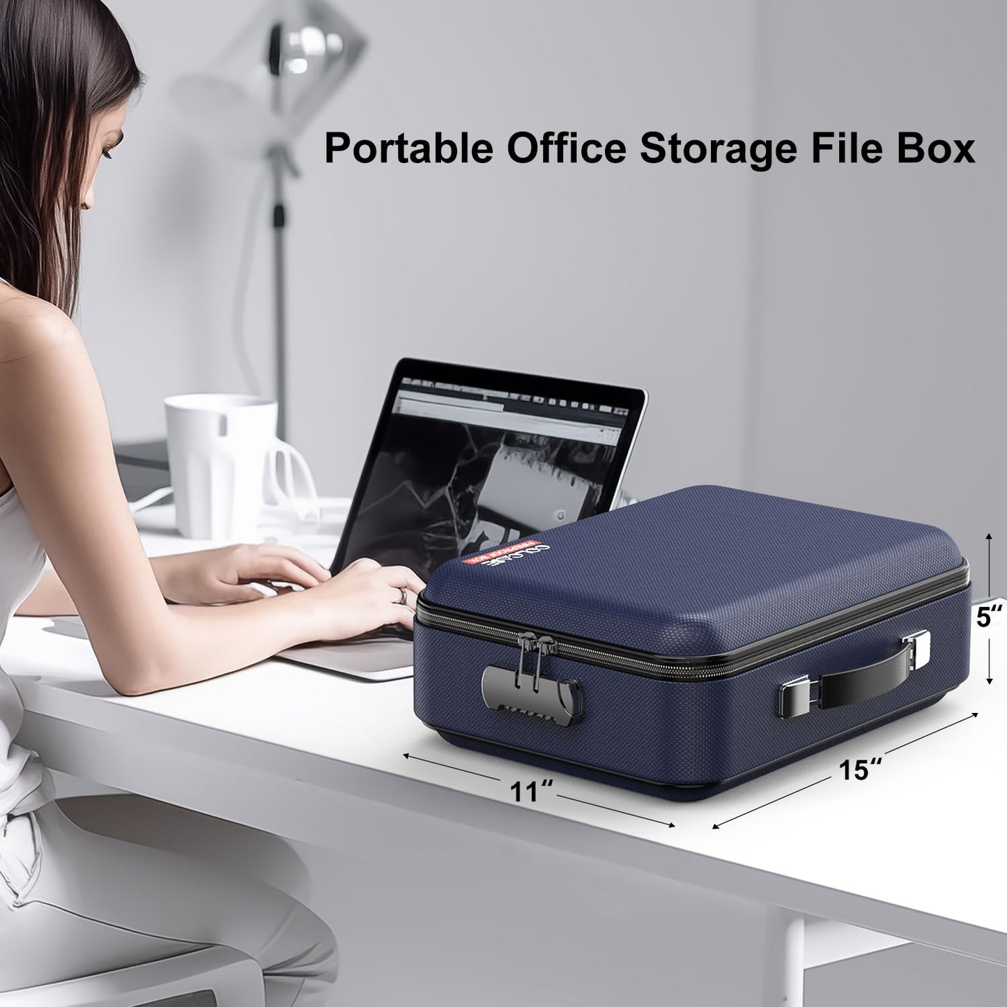 COLCASE Fireproof File Box, Hard Case Fireproof Document Organizer with Lock Hard-Shell Design Fireproof Water Resistant Safe Box for Important Documents Certificates Laptop Passports Blue