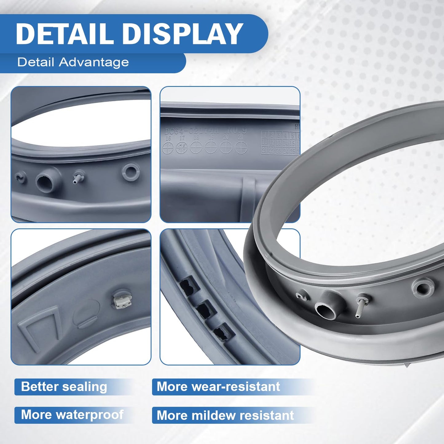 Upgraded DC97-16140P Washer Door Seal Compatible with Samsung Front Load Washer Door Seal Gasket Replacement Parts,DC97-19755A WF45K6200AW WF45K6200AZ AP6002538 PS11735181