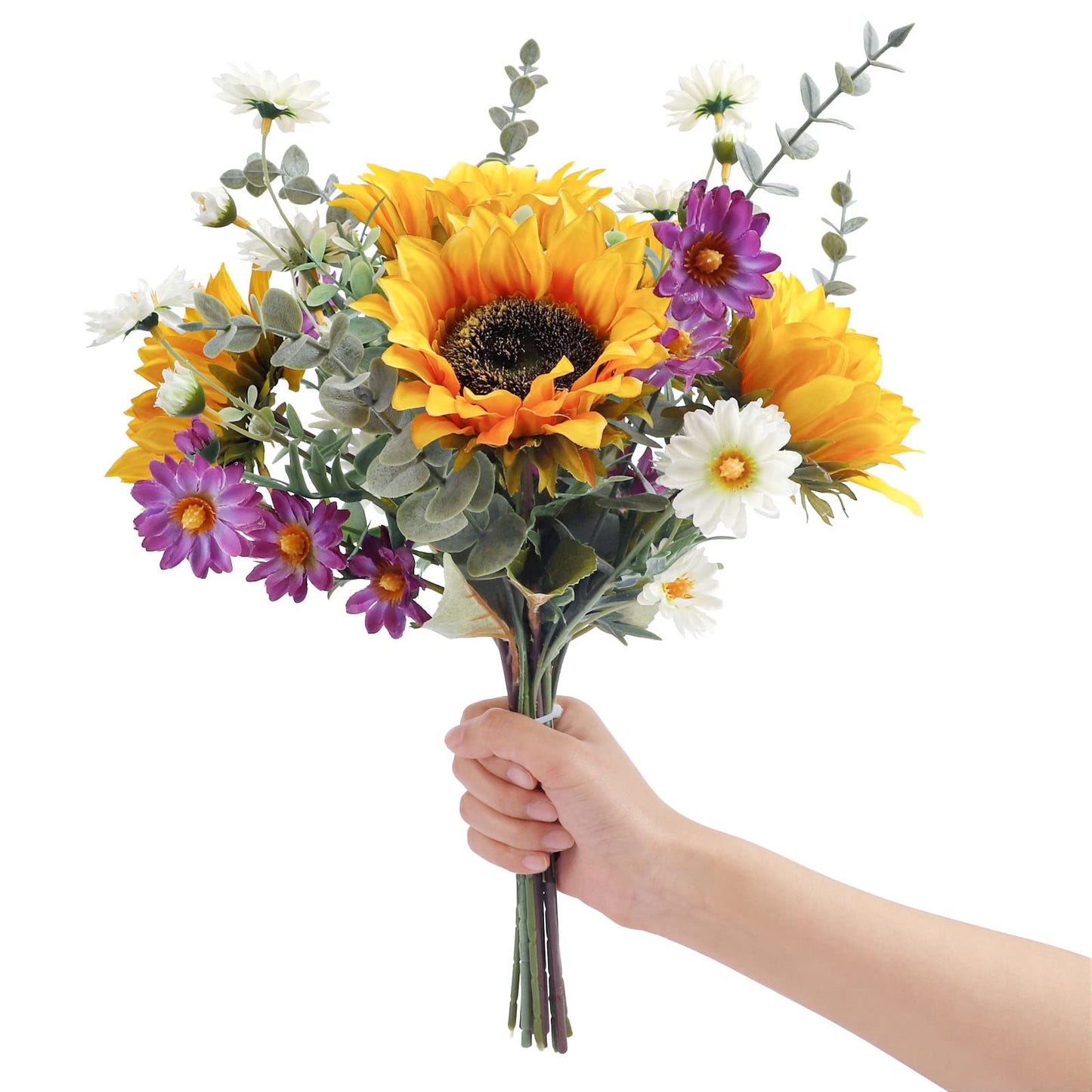 CEWOR Artificial Sunflowers Fake Cemetery Flowers for Grave Bouquet with Sunflowers for Bridal Bouquets Wedding Centerpieces Decor Party Table Gravesites Fall Floral Arrangements Home Decoration