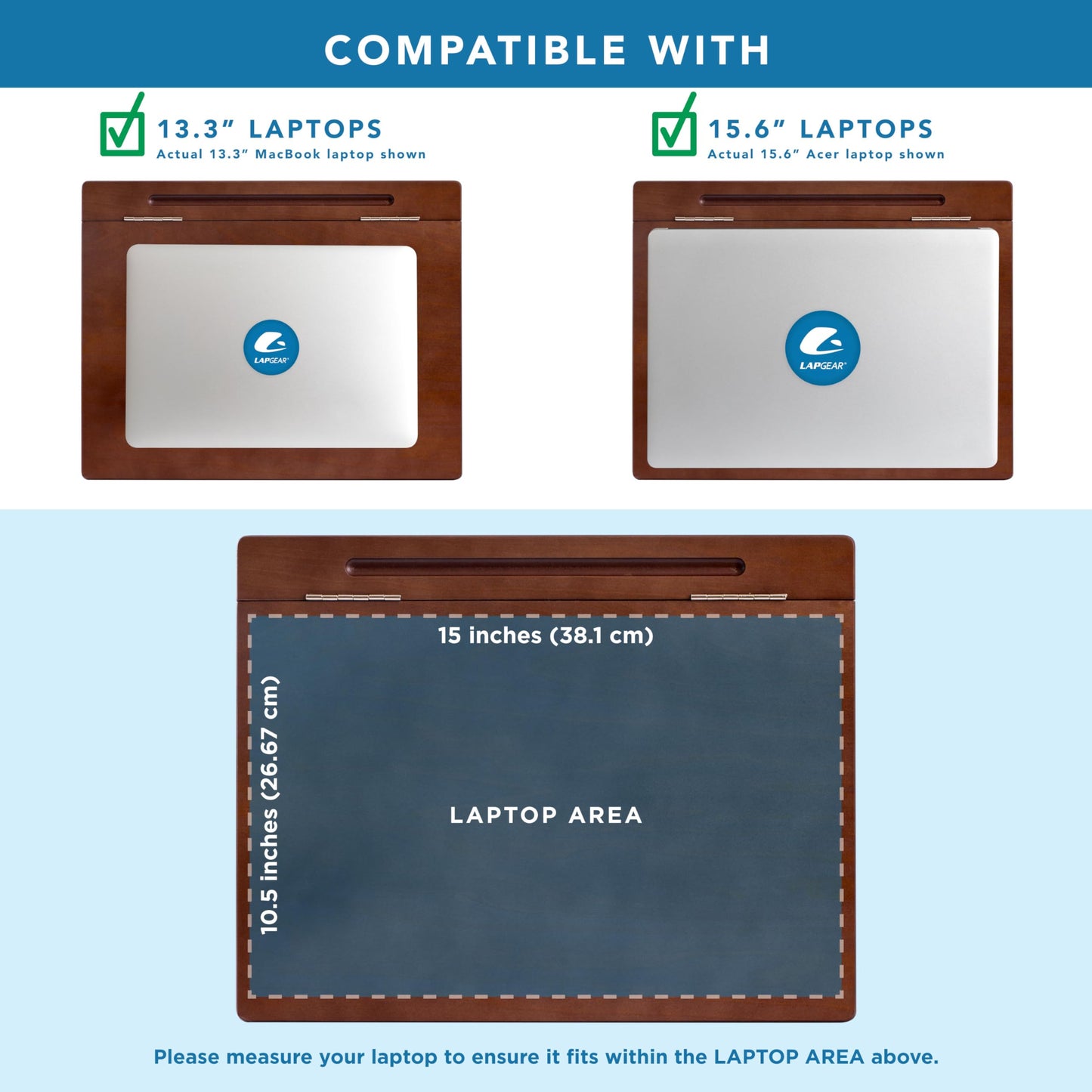 LAPGEAR Schoolhouse Lap Desk with Storage Compartments - Acacia Wood - Java - Style No. 45072