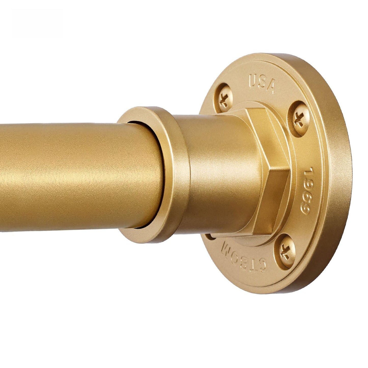 BRIOFOX Industrial Shower Curtain Rod - 2-in-1 Design Tension Curtain Rod - Rustproof Non-Slip 43 to 72 Inch Metal Steel, Frosted Gold Painted Window Curtain Rod
