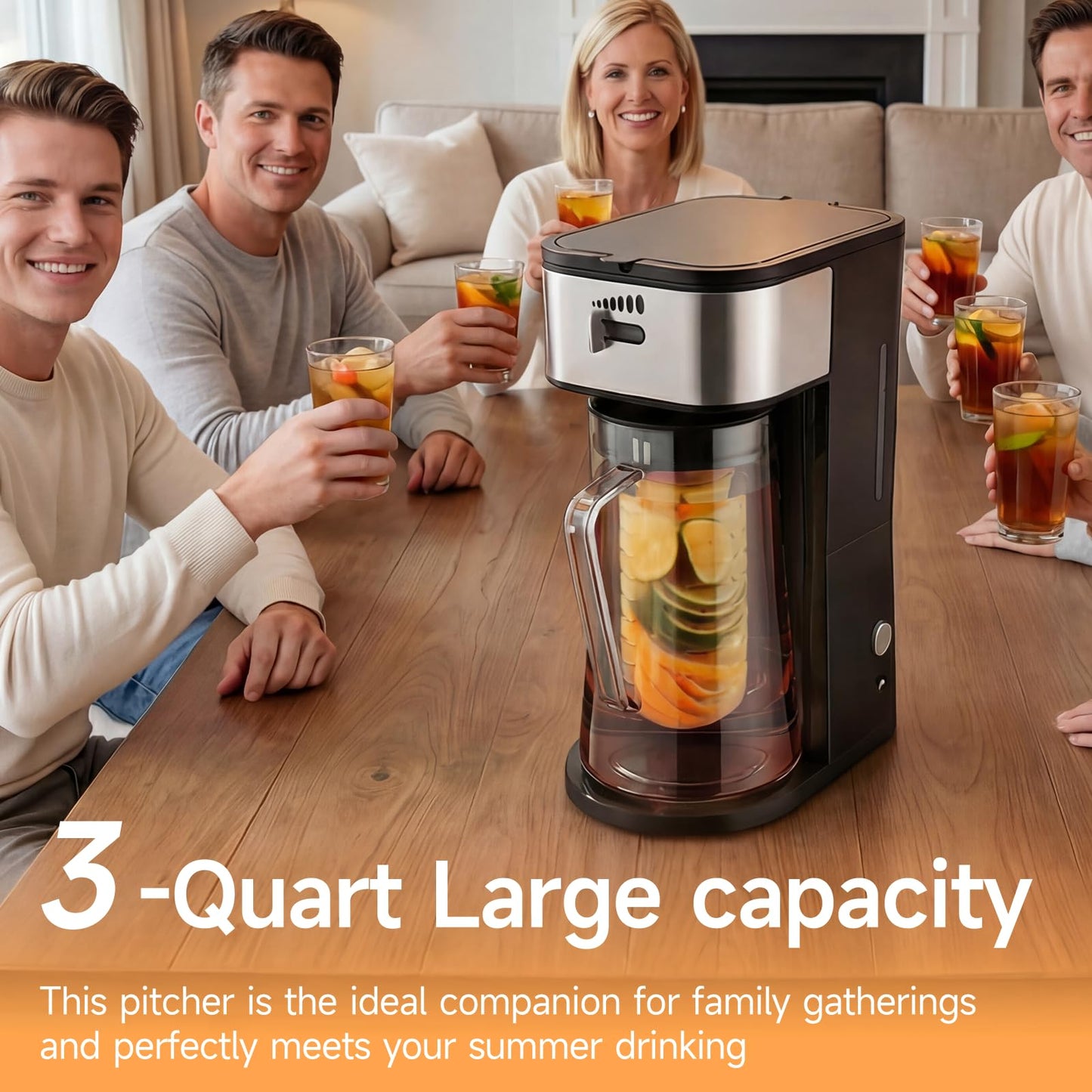 Iced Coffee Tea Maker With Reusable Filter Basket 3 QT Pitcher Iced Tea And Coffee Machine, Tea Makers For Iced Tea, Lattes, Lemonade And Flavored Water (3QT 2)