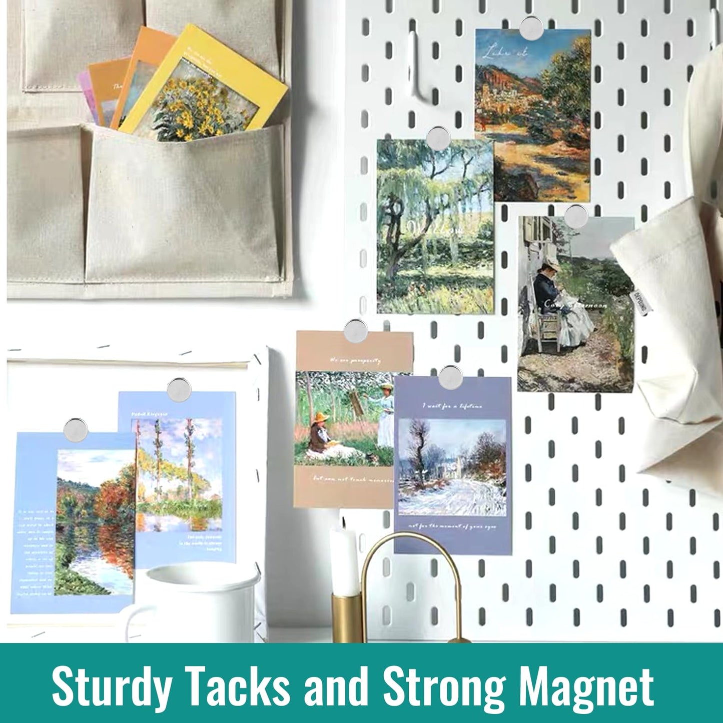 Magnetic Push Pins, 50 Sets Magnet Thumbtack for Board [1s Quick Pin][No Hole Hang Way], Poster and Photo Hangers Push Pin Magnets for Office Supplies Classroom Decoration Walls Bulletin Boards