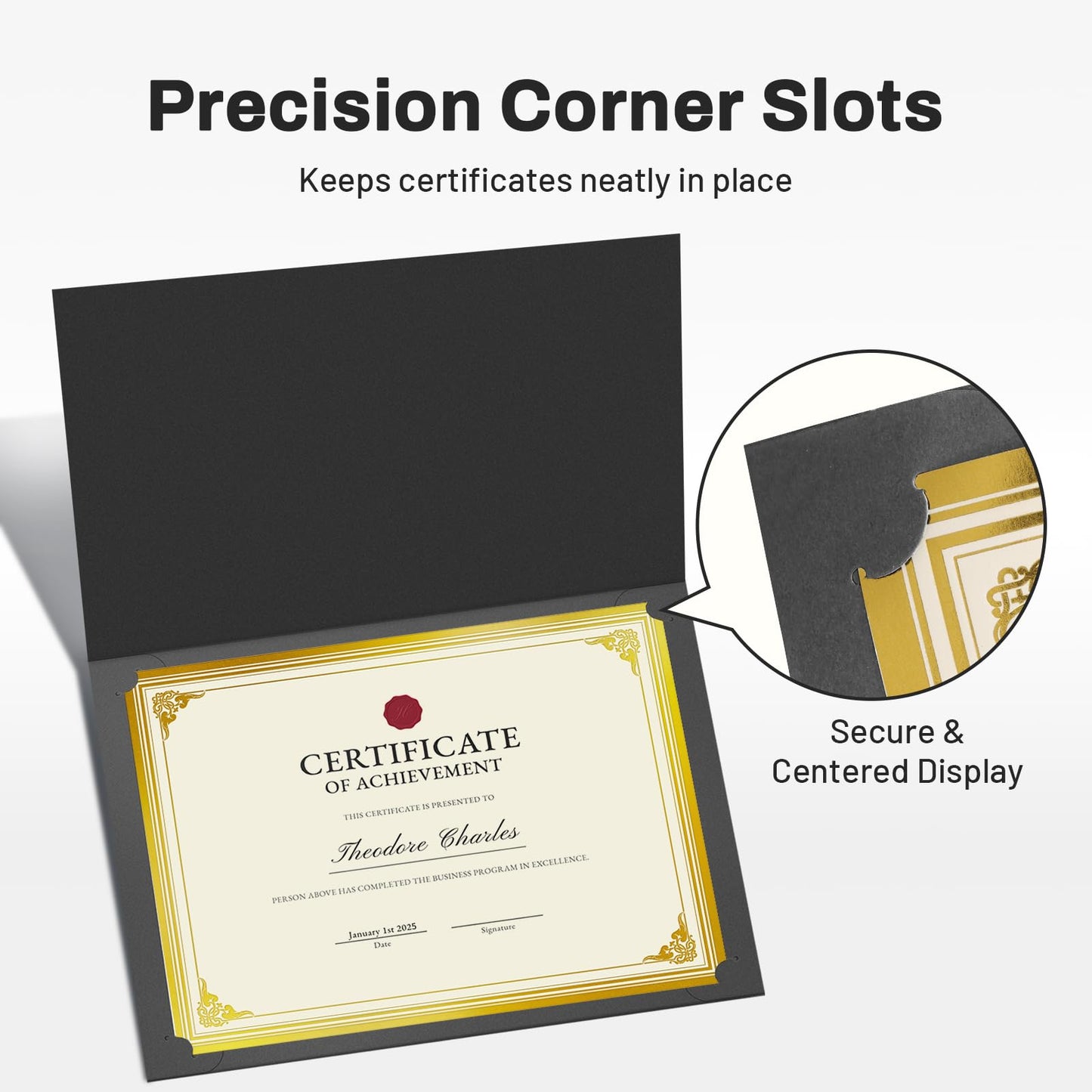 SUNEE Certificate Holders(Black, 80 Packs, New Pattern), Diploma Covers Gold Foil Border, for Letter Size 8.5x11 Certificates, Cardstock, Document Papers
