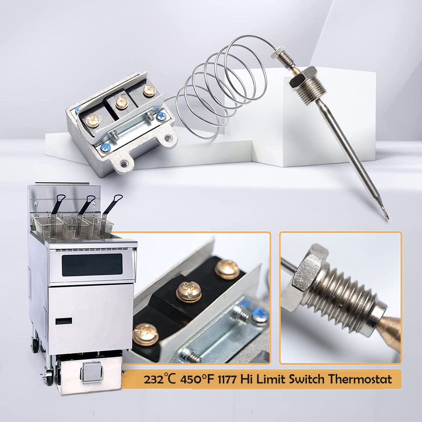 1177 high limit thermostat fryer switch for Fryer 3/8" Mpt Stuff Box LCCM2003000 Gas Fryer, 301030005 Hi-Limit Compatible With Atosa Catering Equipment